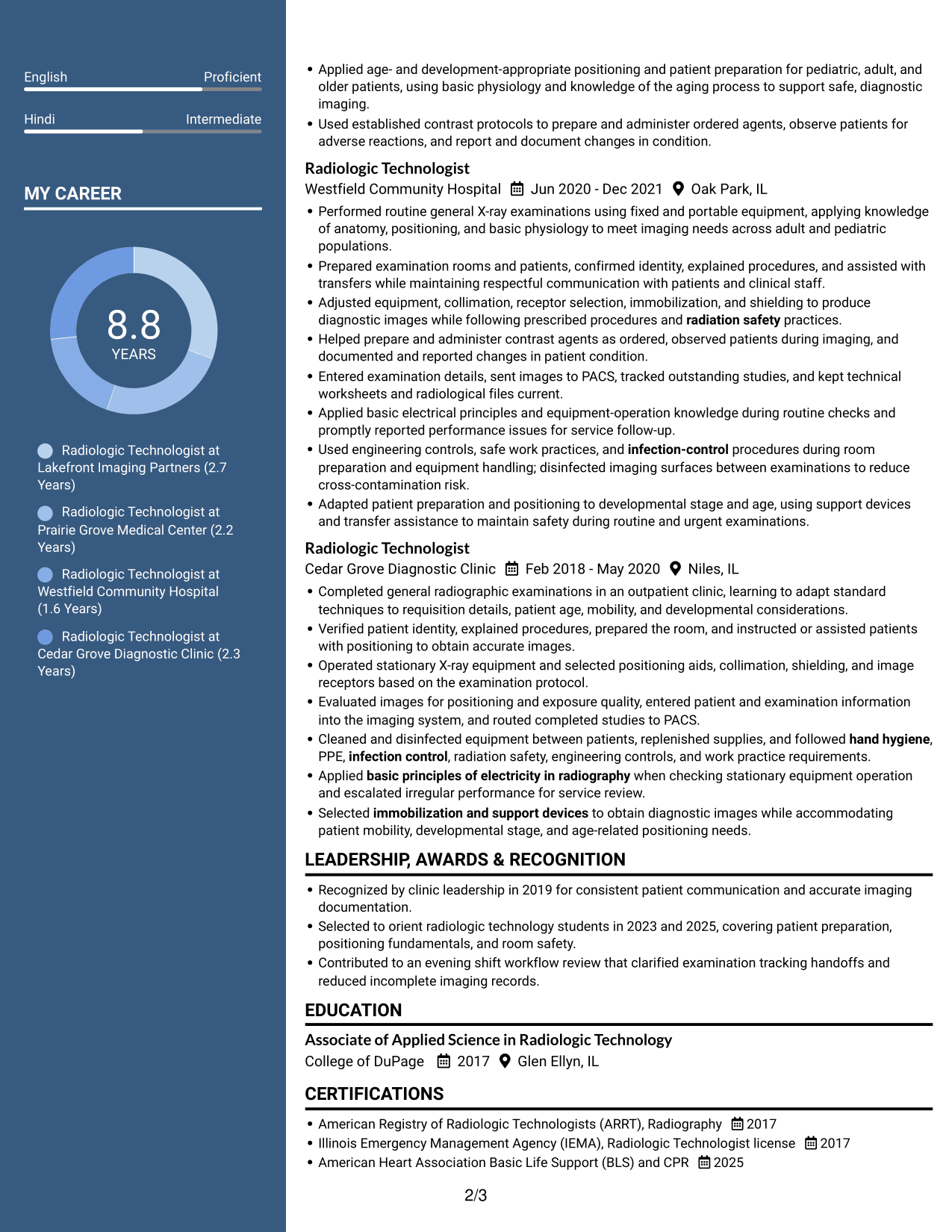 Resume example — page 2