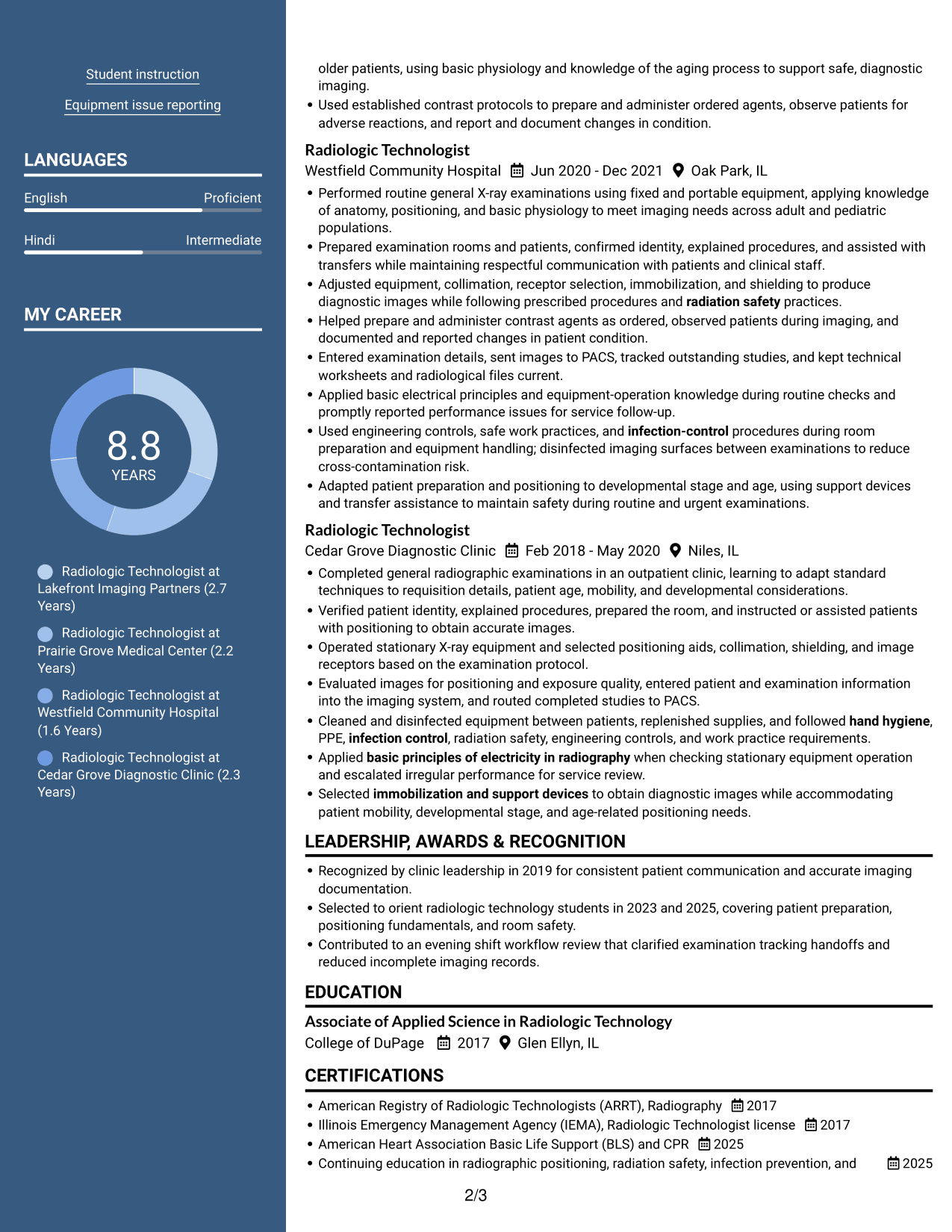 Resume example — page 2