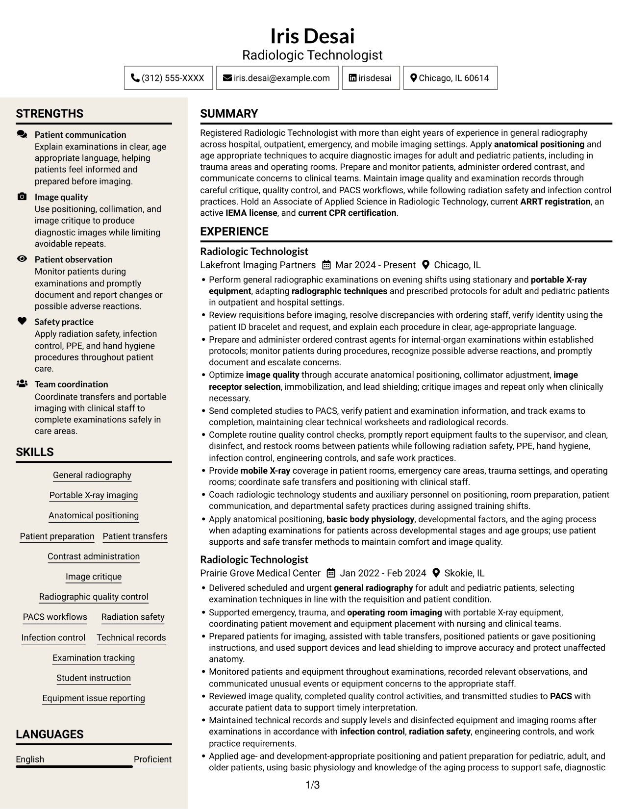 Resume example — page 1