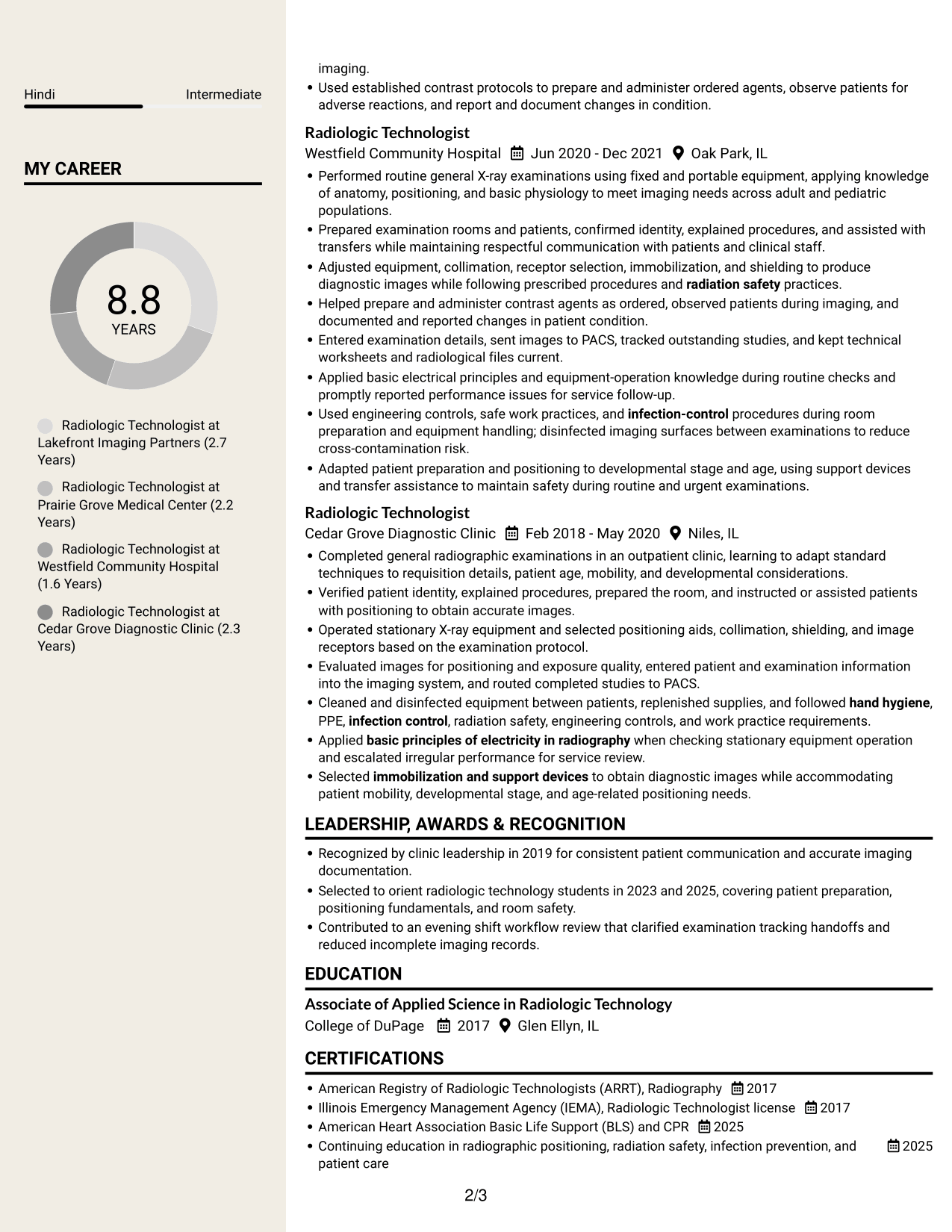 Resume example — page 2