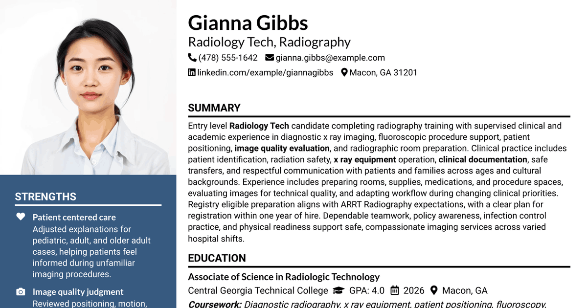 7 Radiology Tech - Radiology Resume Templates with Example