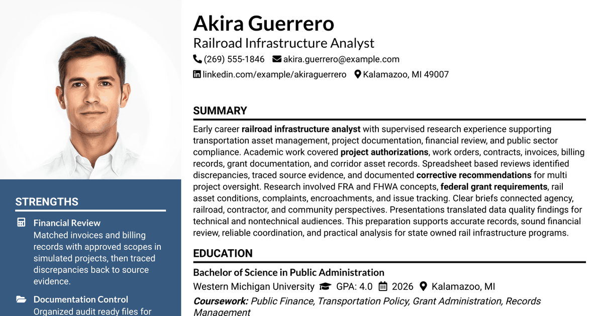 7 Railroad Infrastructure Analyst Resume Templates with Example