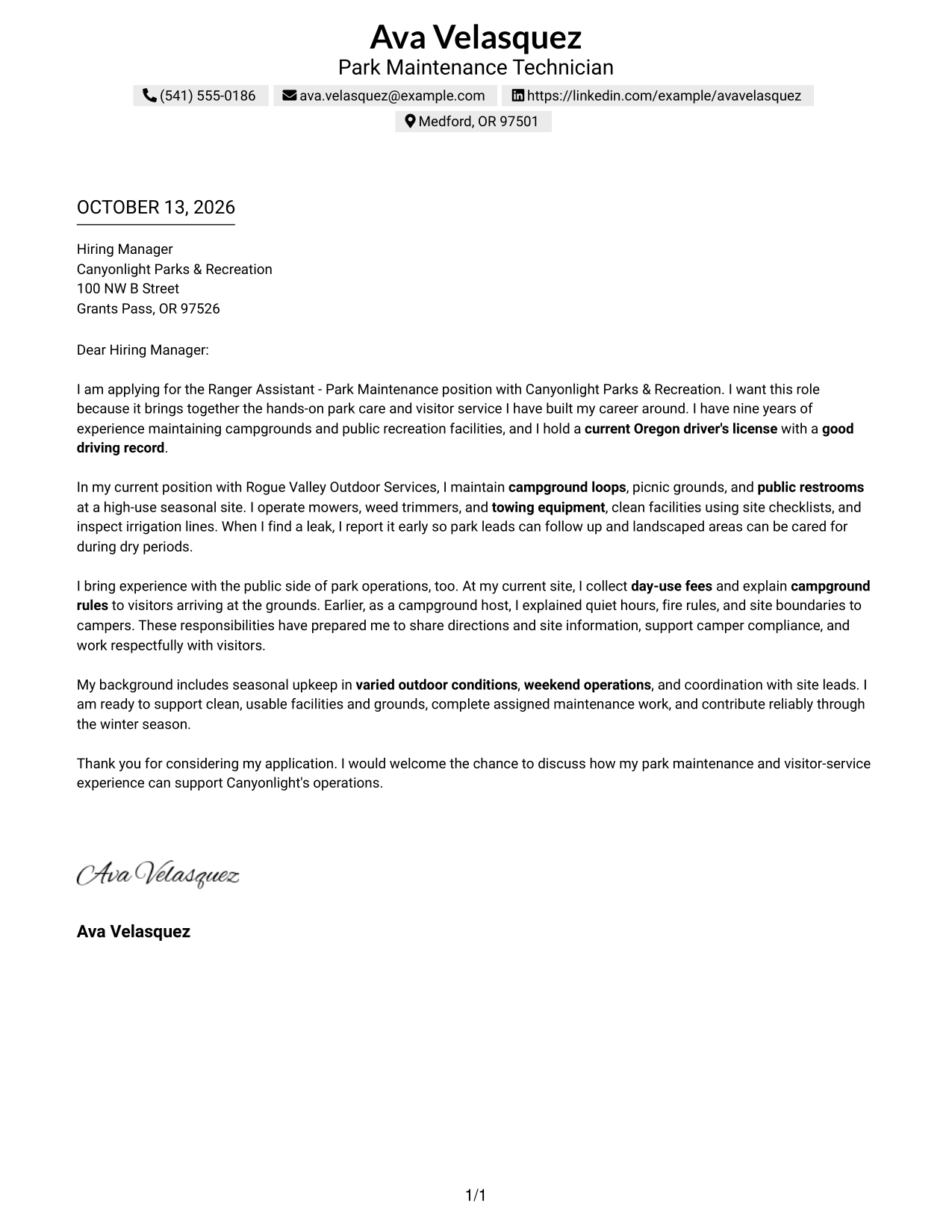 Text/Fang Style Cover Letter Preview