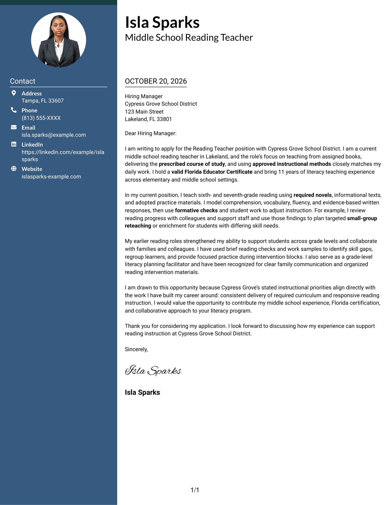 Cover letter example — page 1
