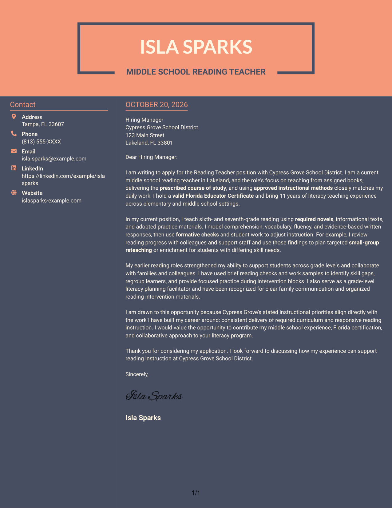 Cover letter example — page 1