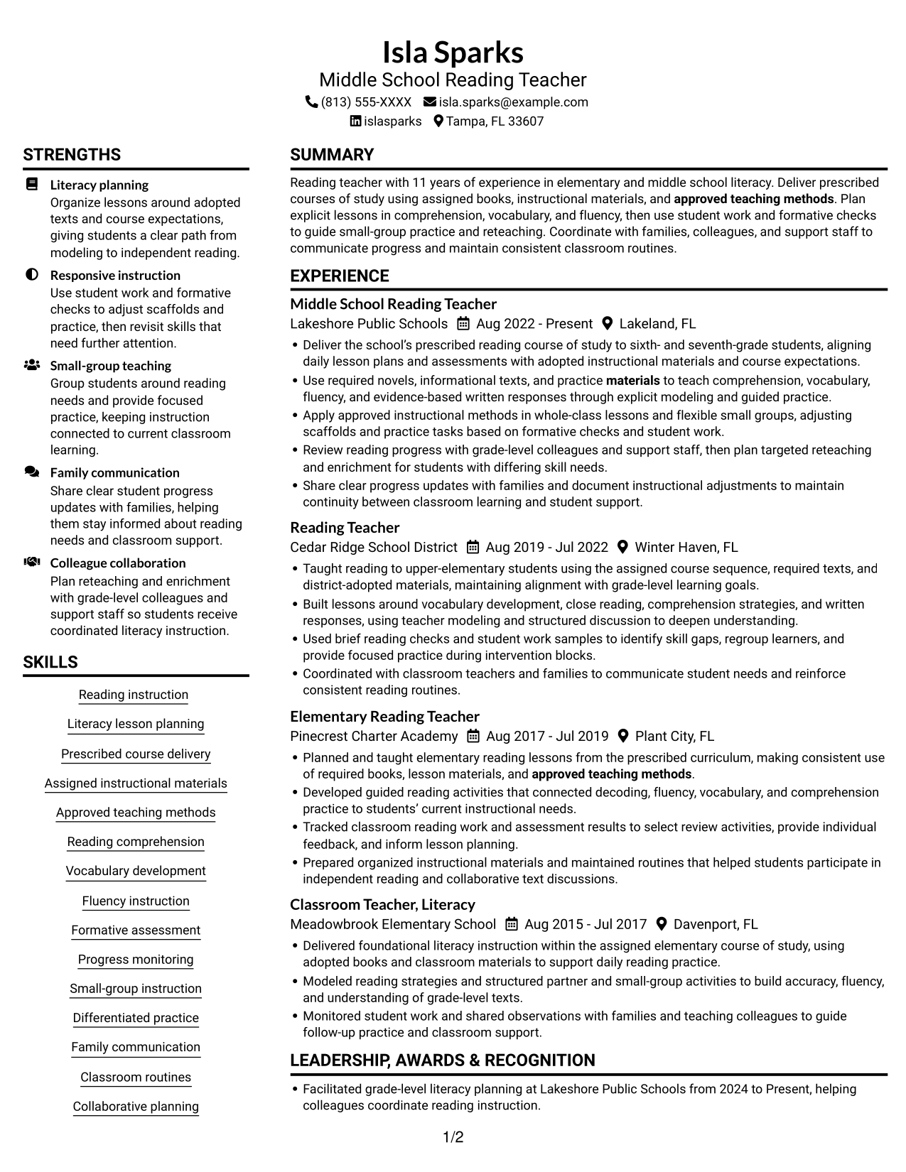 Resume example — page 1