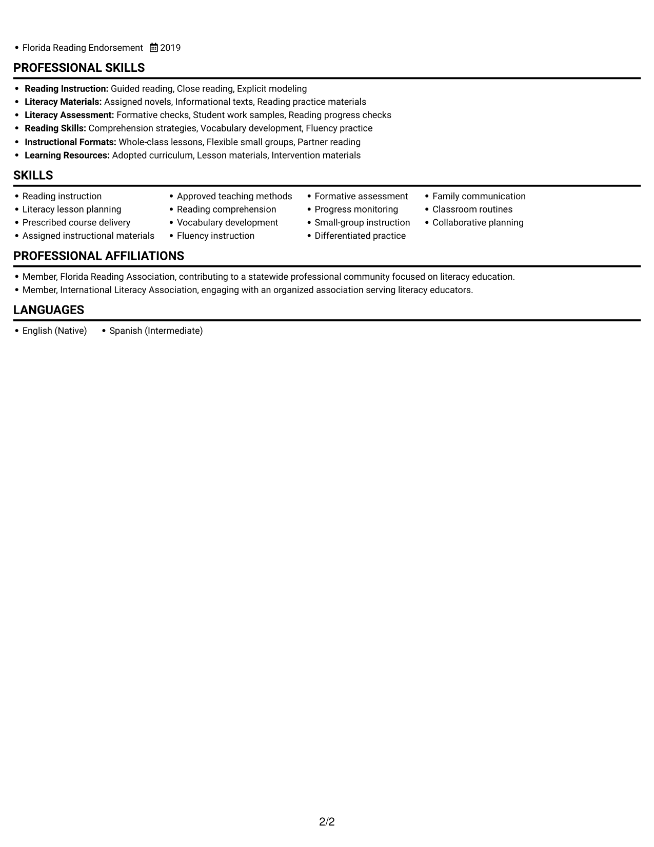 Resume example — page 2