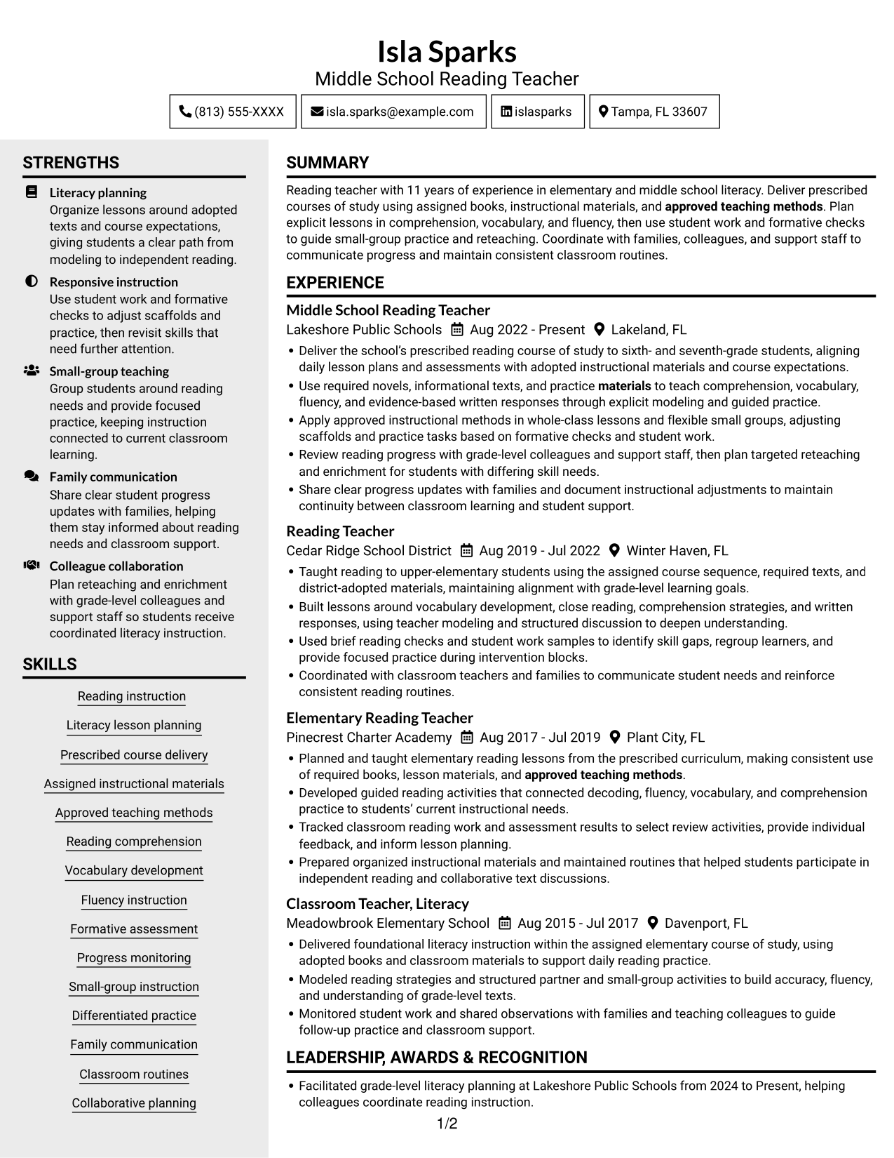 Resume example — page 1