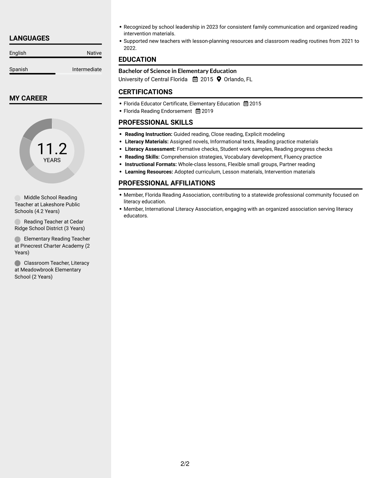 Resume example — page 2