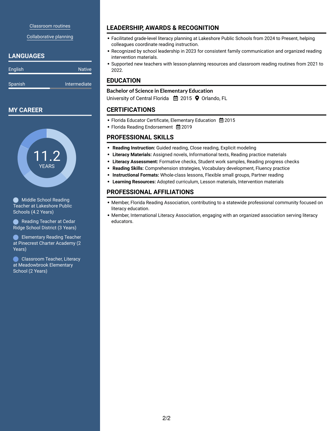 Resume example — page 2