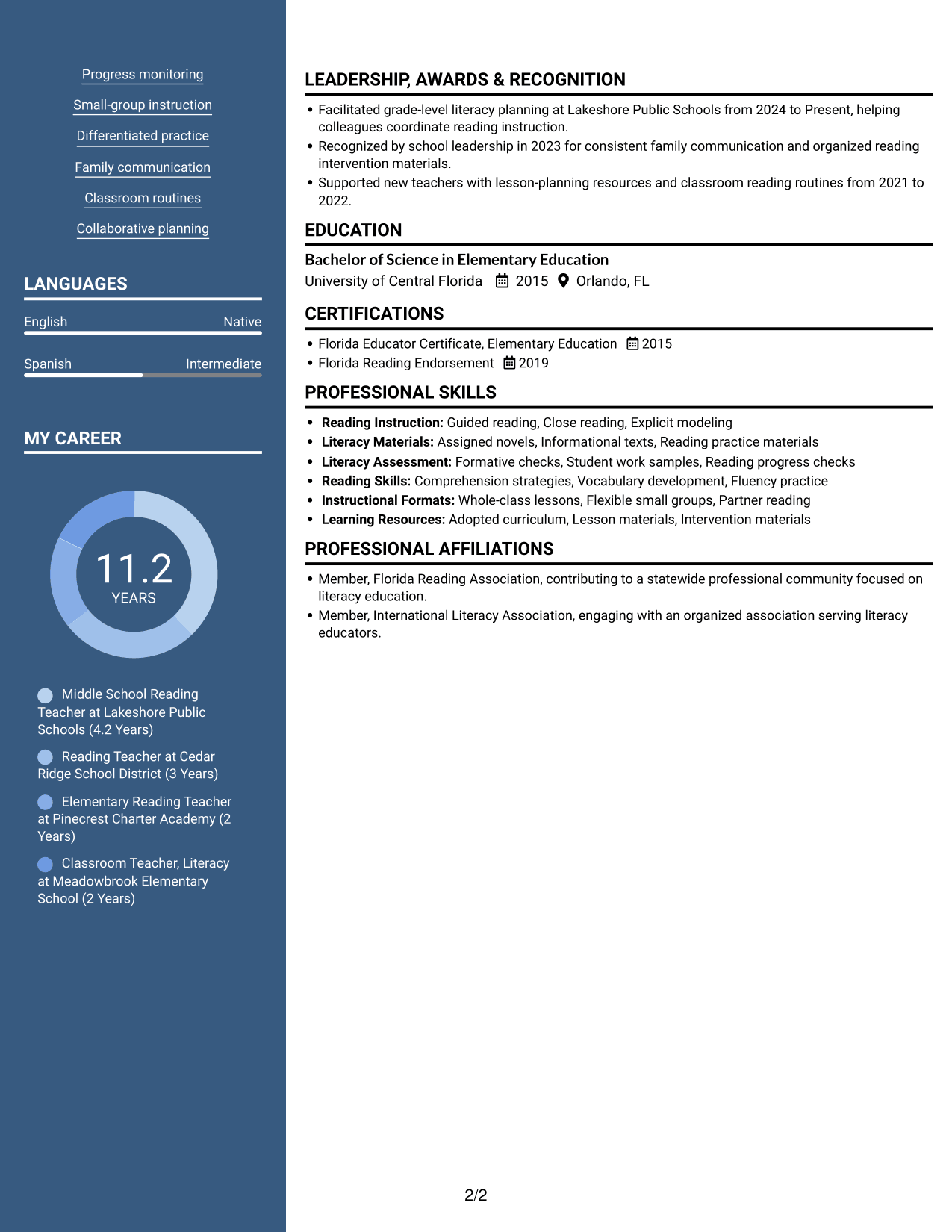 Resume example — page 2