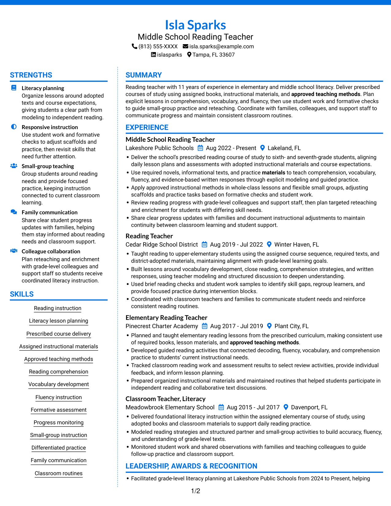 Resume example — page 1