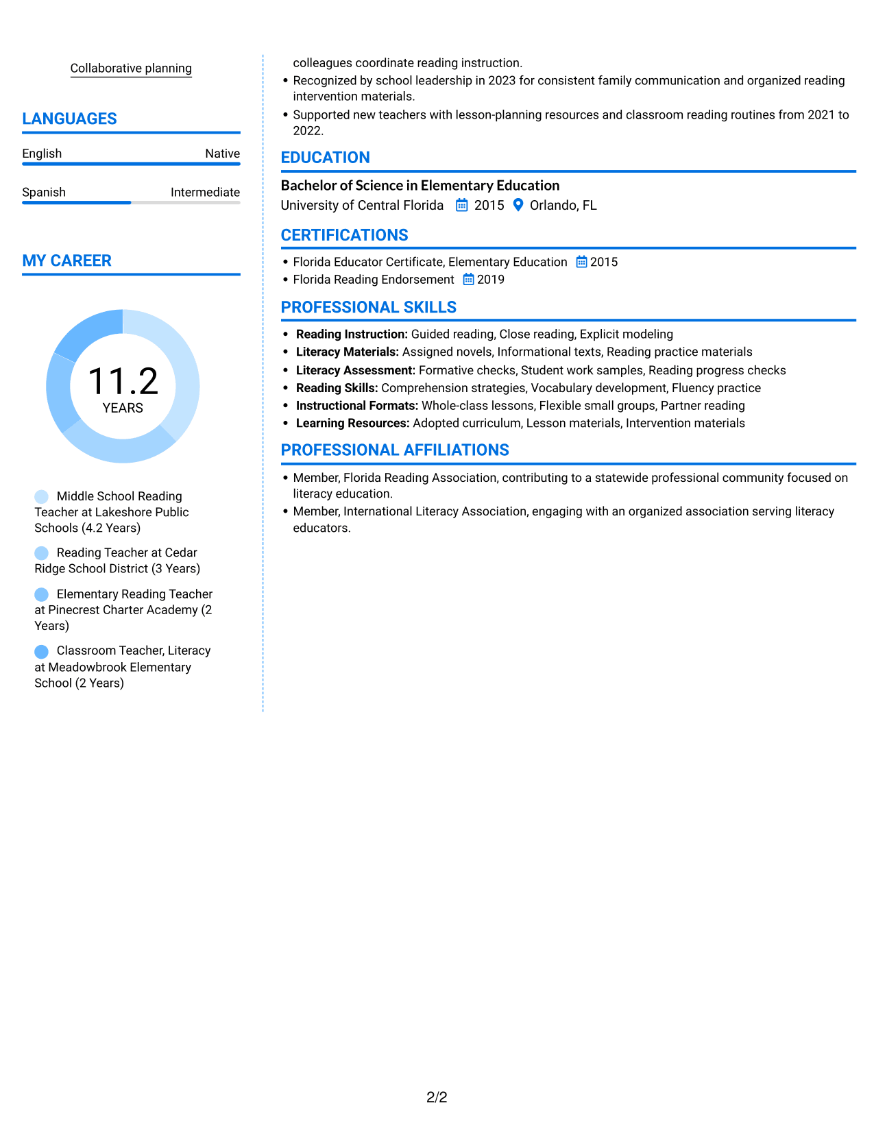 Resume example — page 2