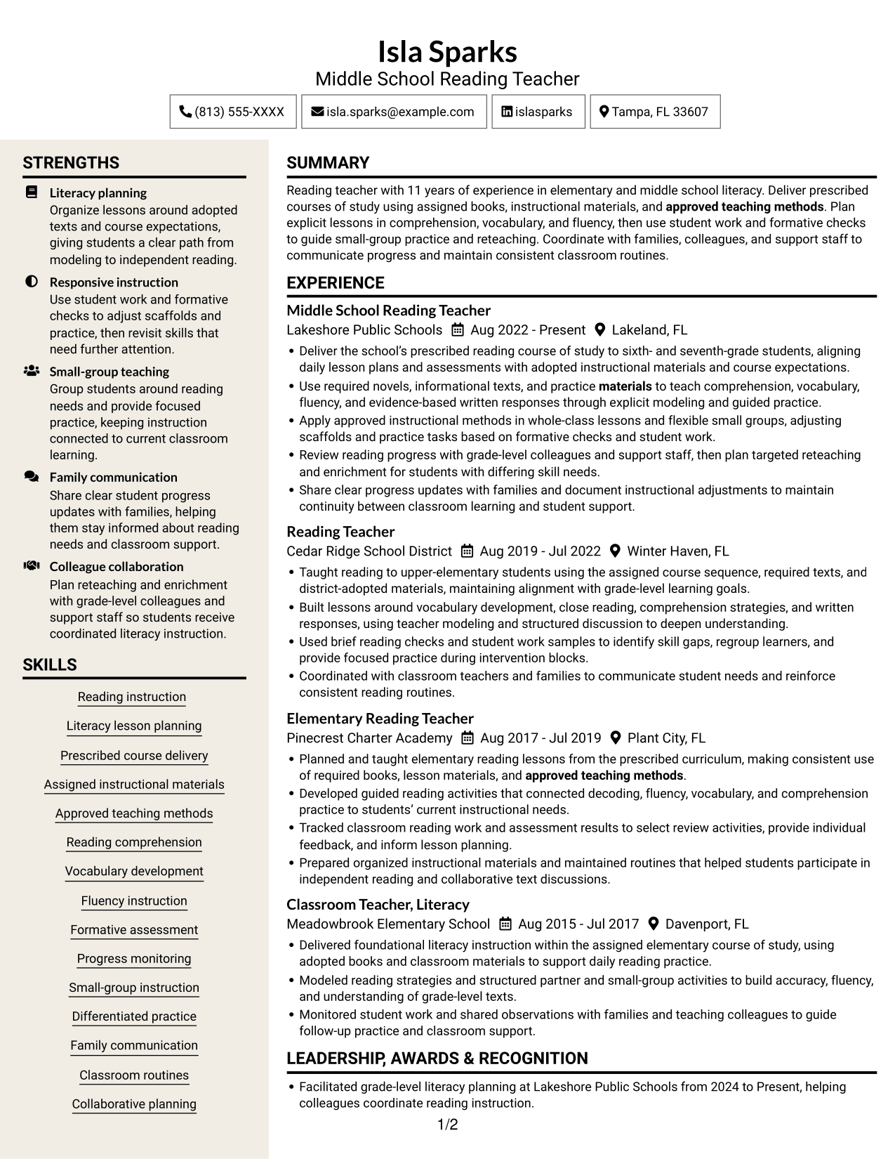 Resume example — page 1