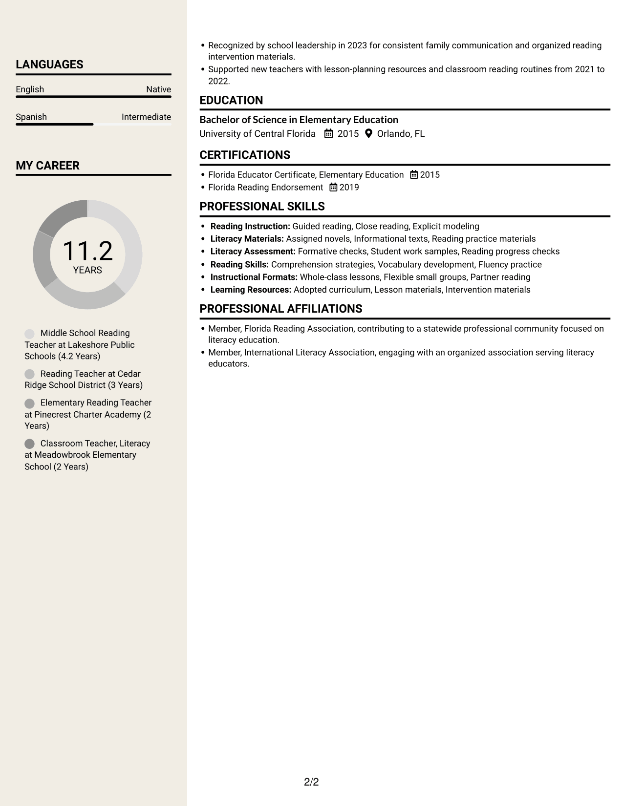 Resume example — page 2