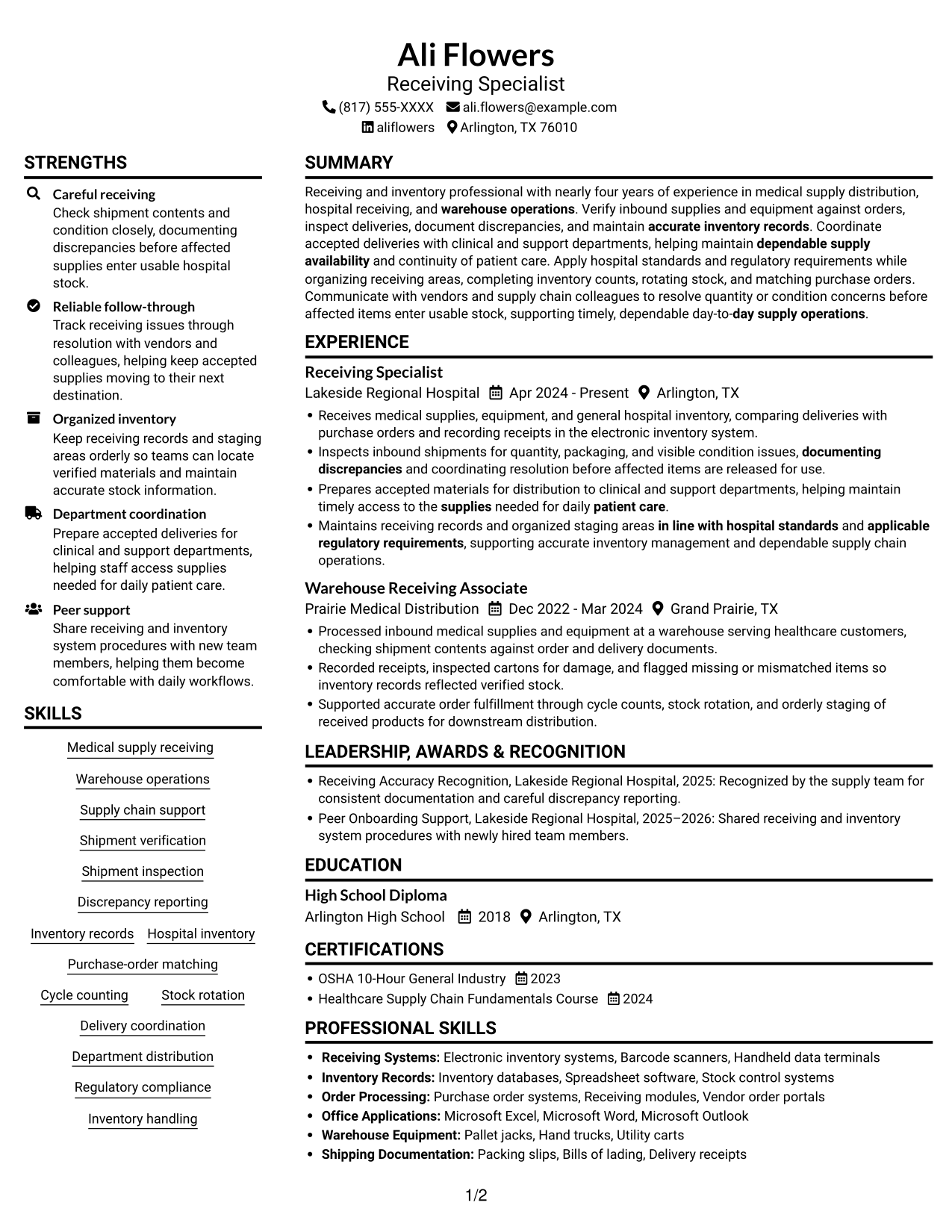 Resume example — page 1