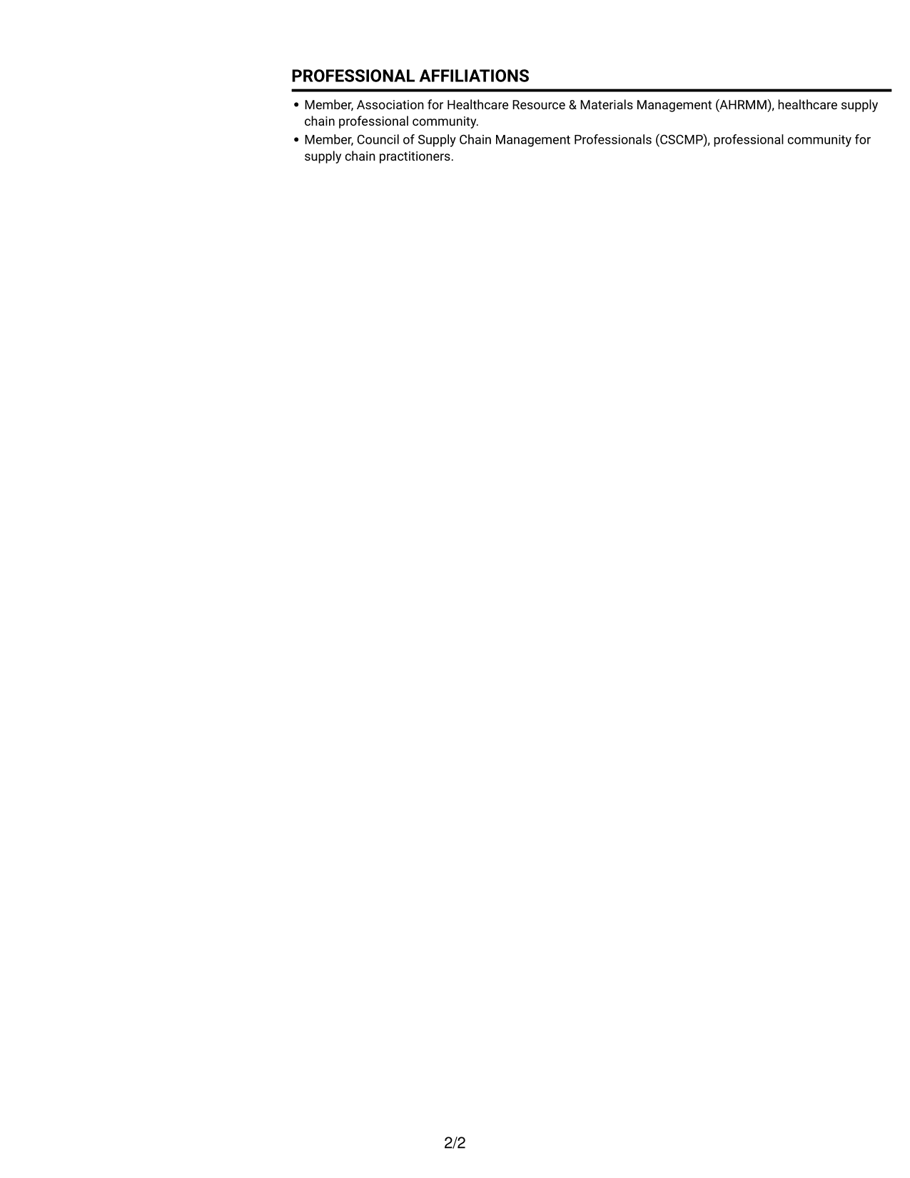 Resume example — page 2