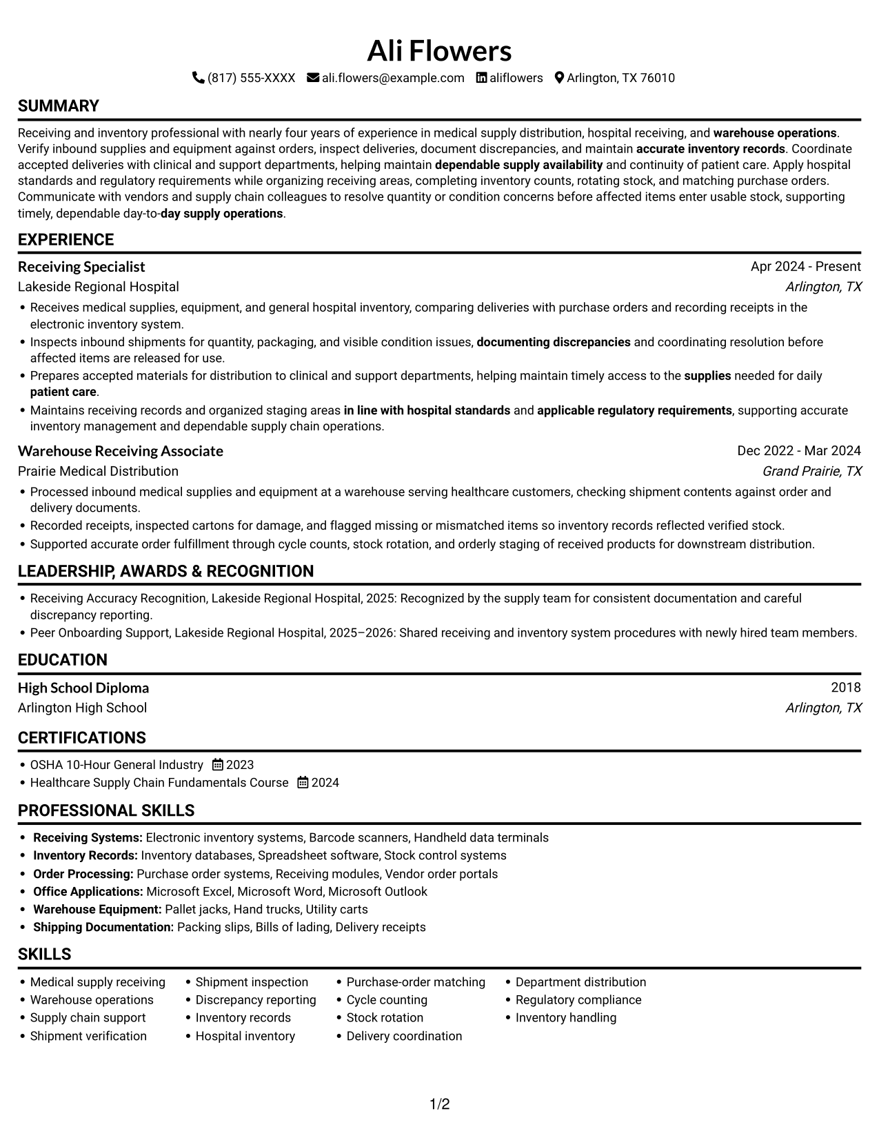 Resume example — page 1