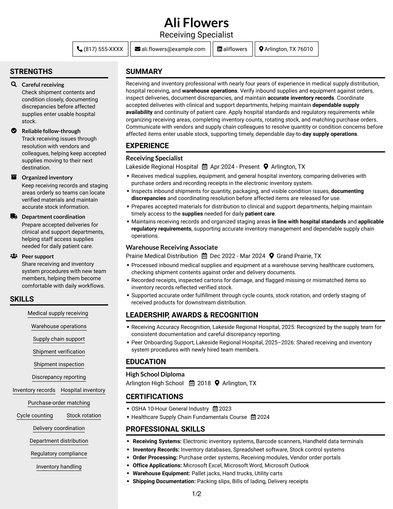Resume example — page 1