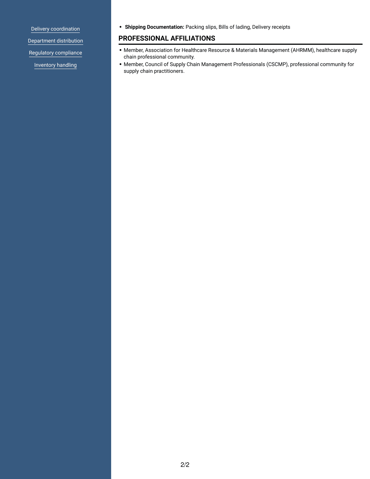 Resume example — page 2