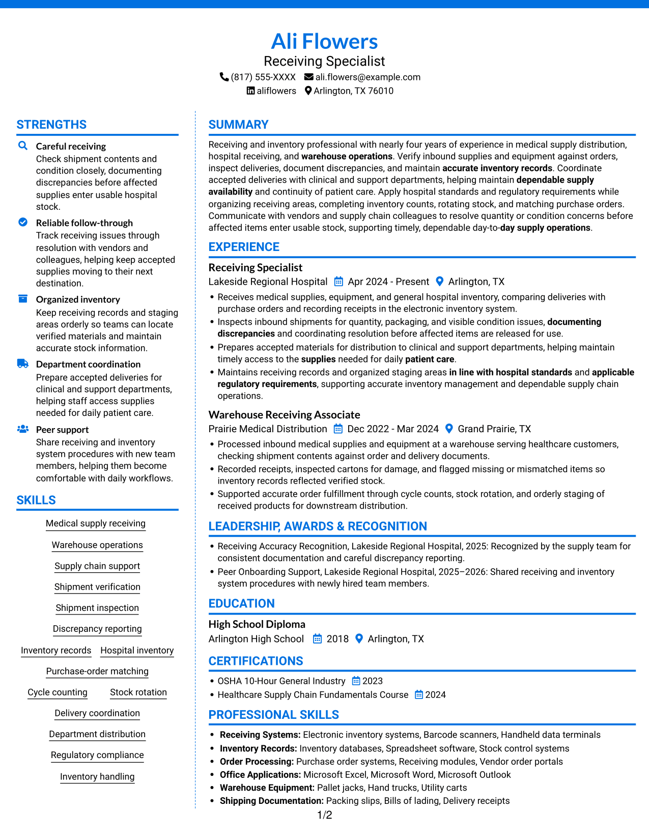 Resume example — page 1