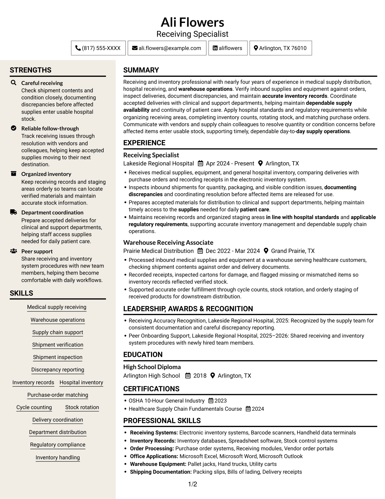 Resume example — page 1