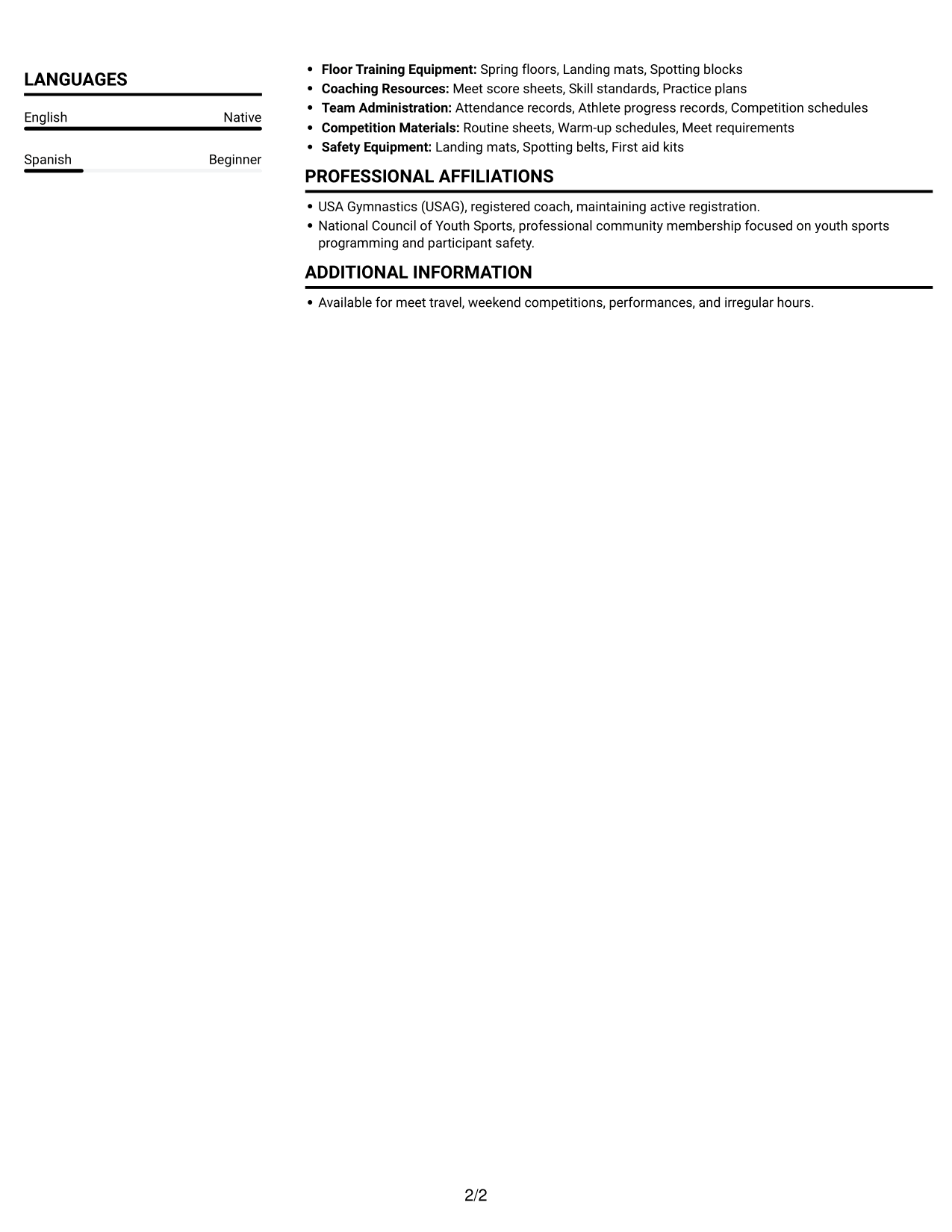 Resume example — page 2