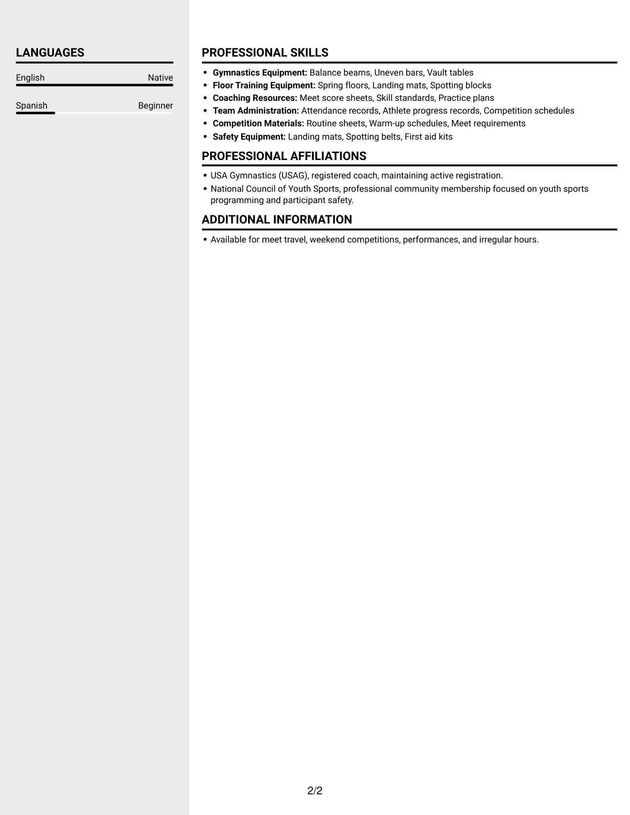 Resume example — page 2