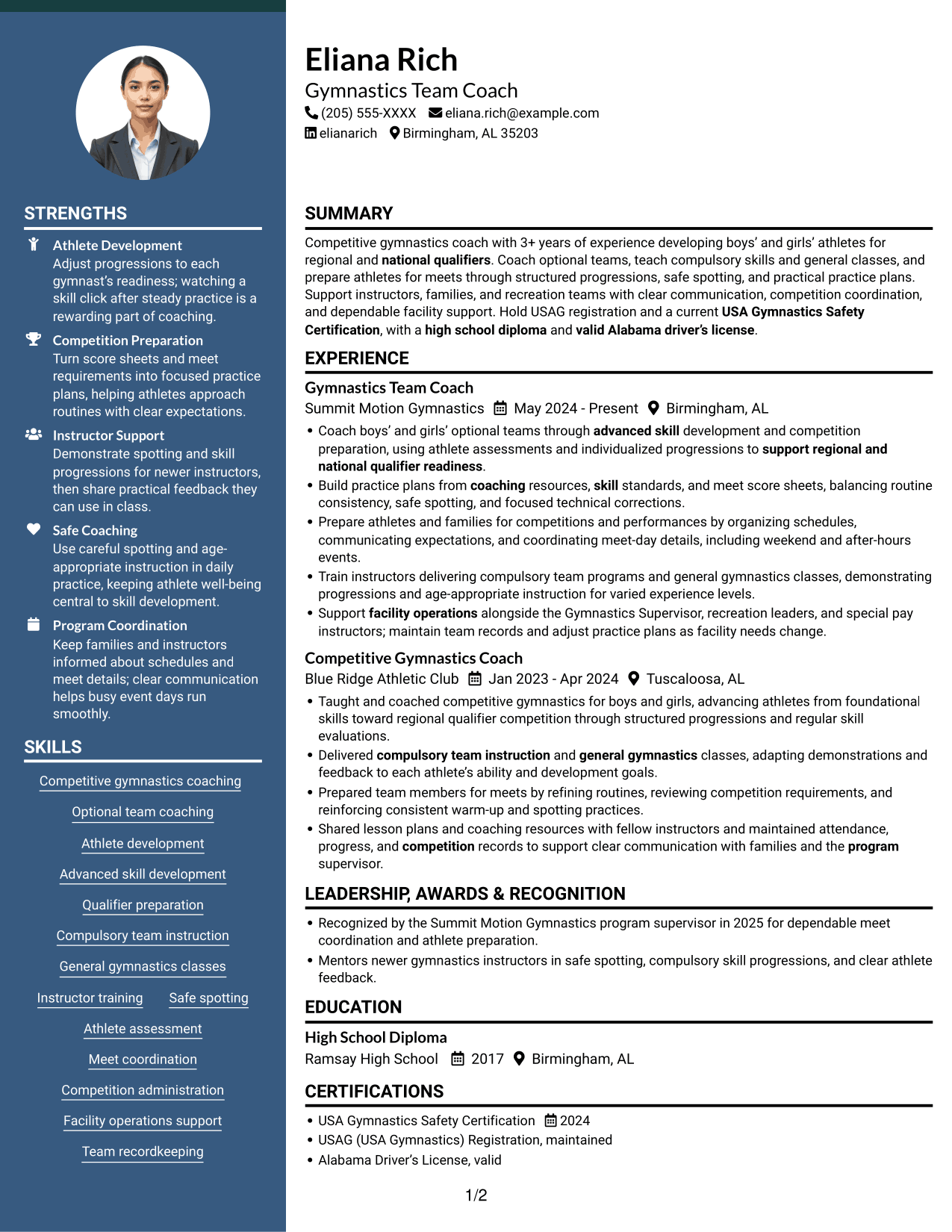 Resume example — page 1