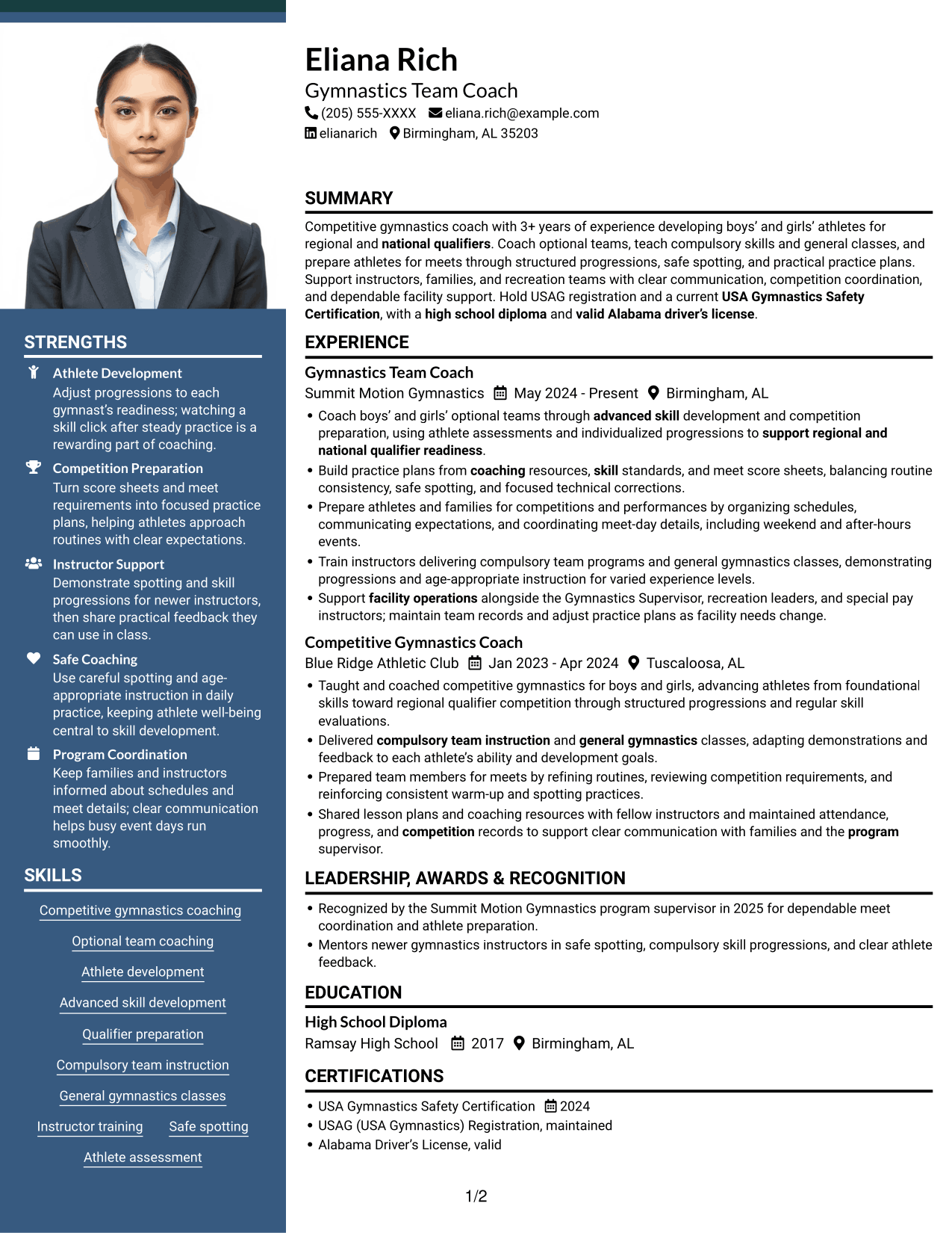 Resume example — page 1