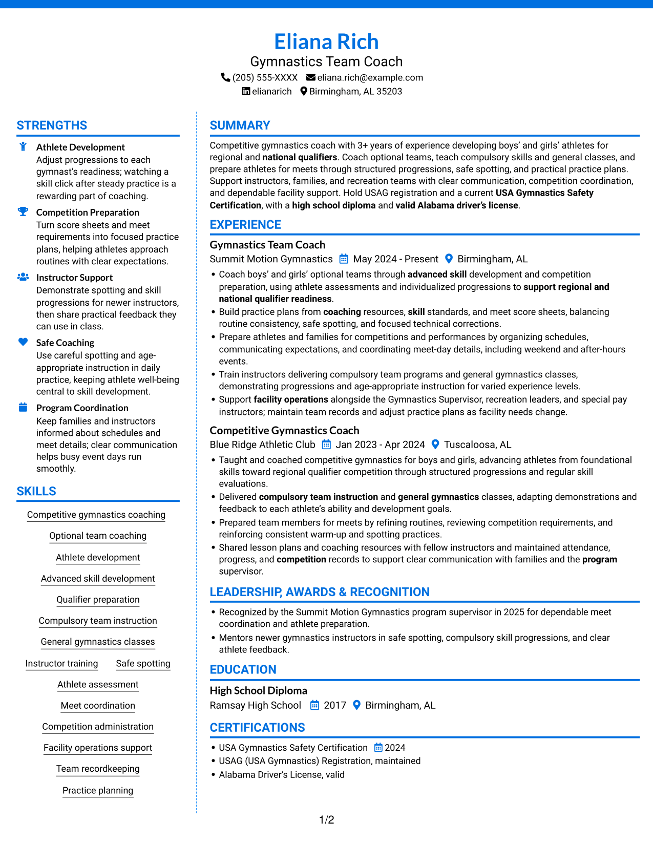 Resume example — page 1