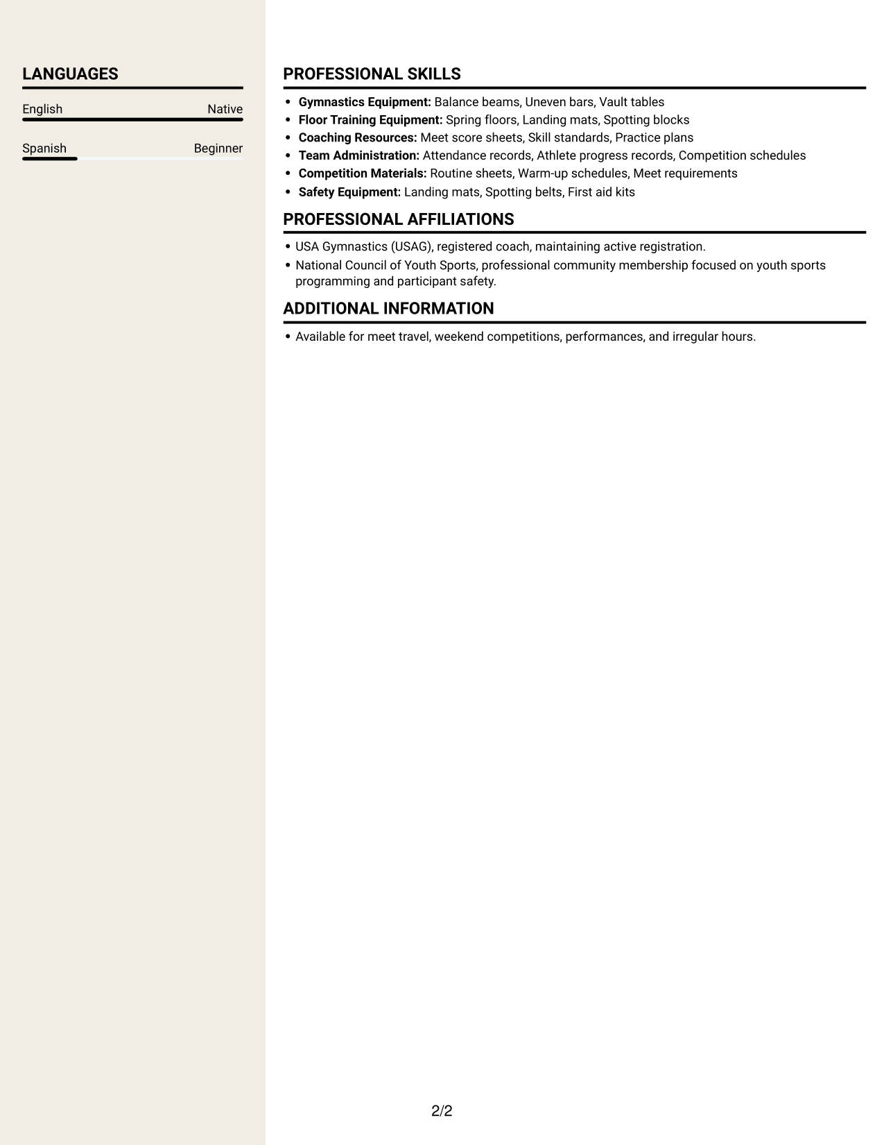 Resume example — page 2
