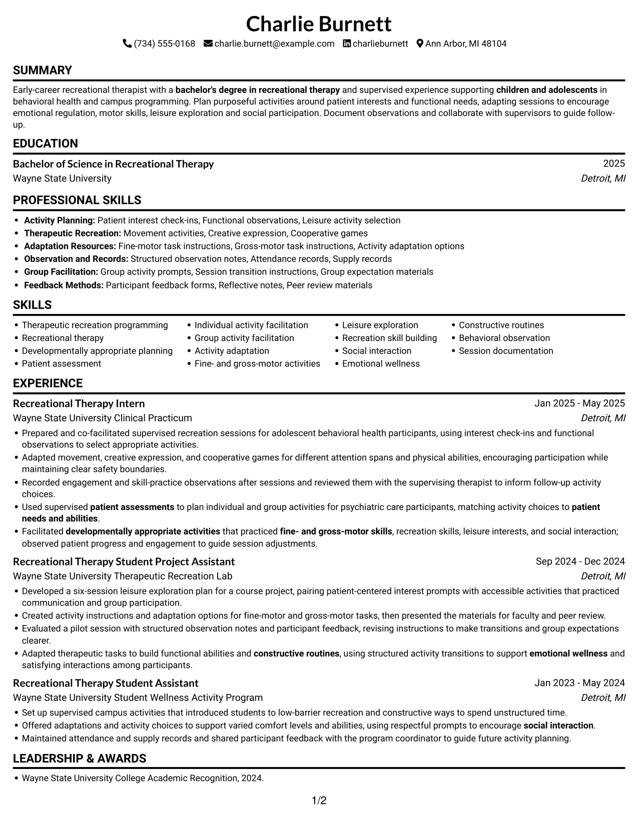 Resume example — page 1