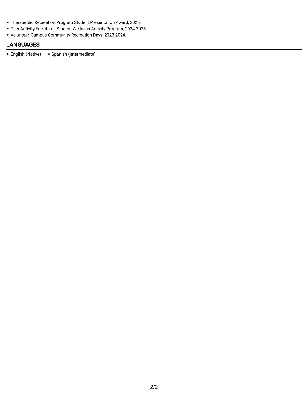 Resume example — page 2