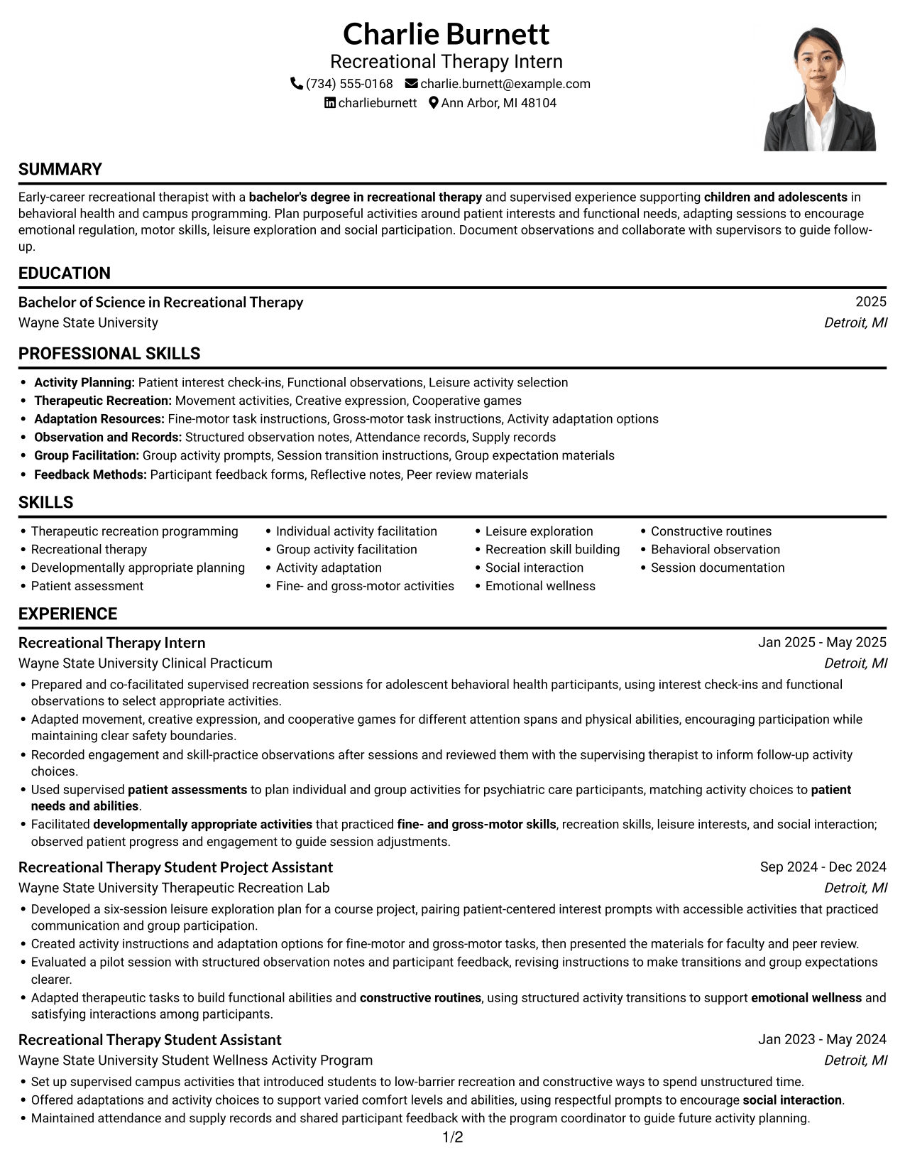 Resume example — page 1