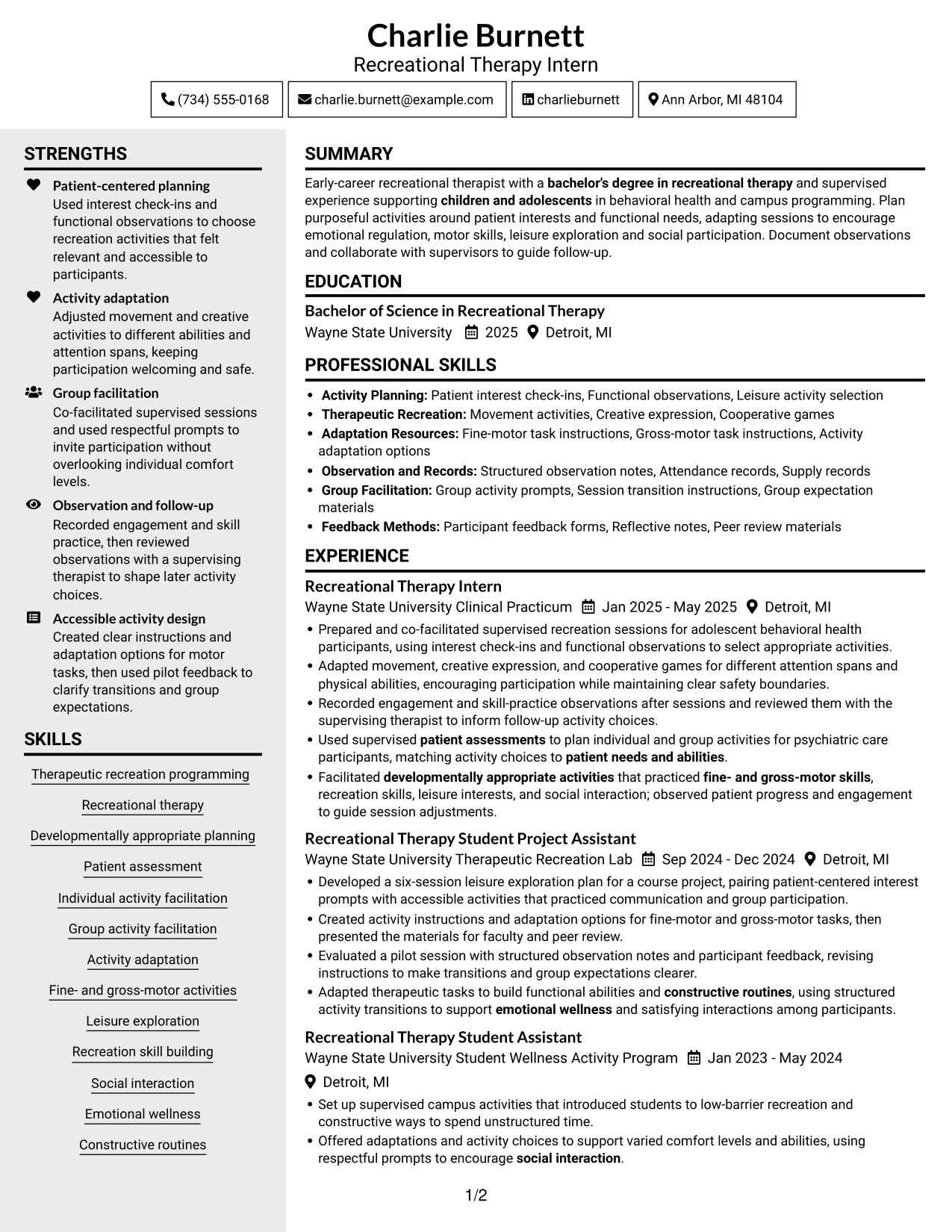Resume example — page 1