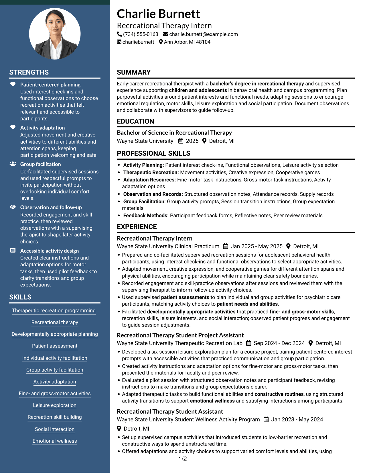Resume example — page 1