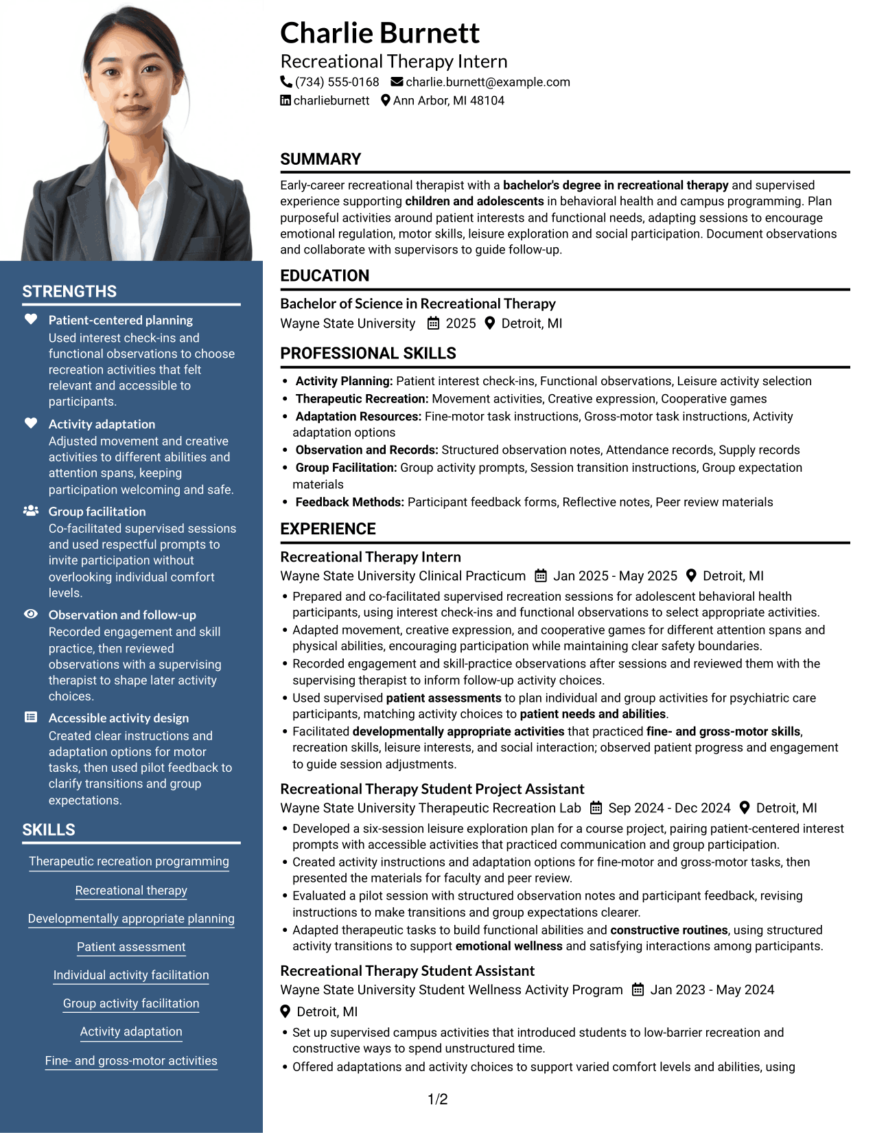 Resume example — page 1