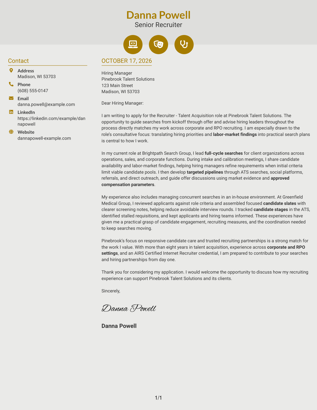 Cover letter example — page 1
