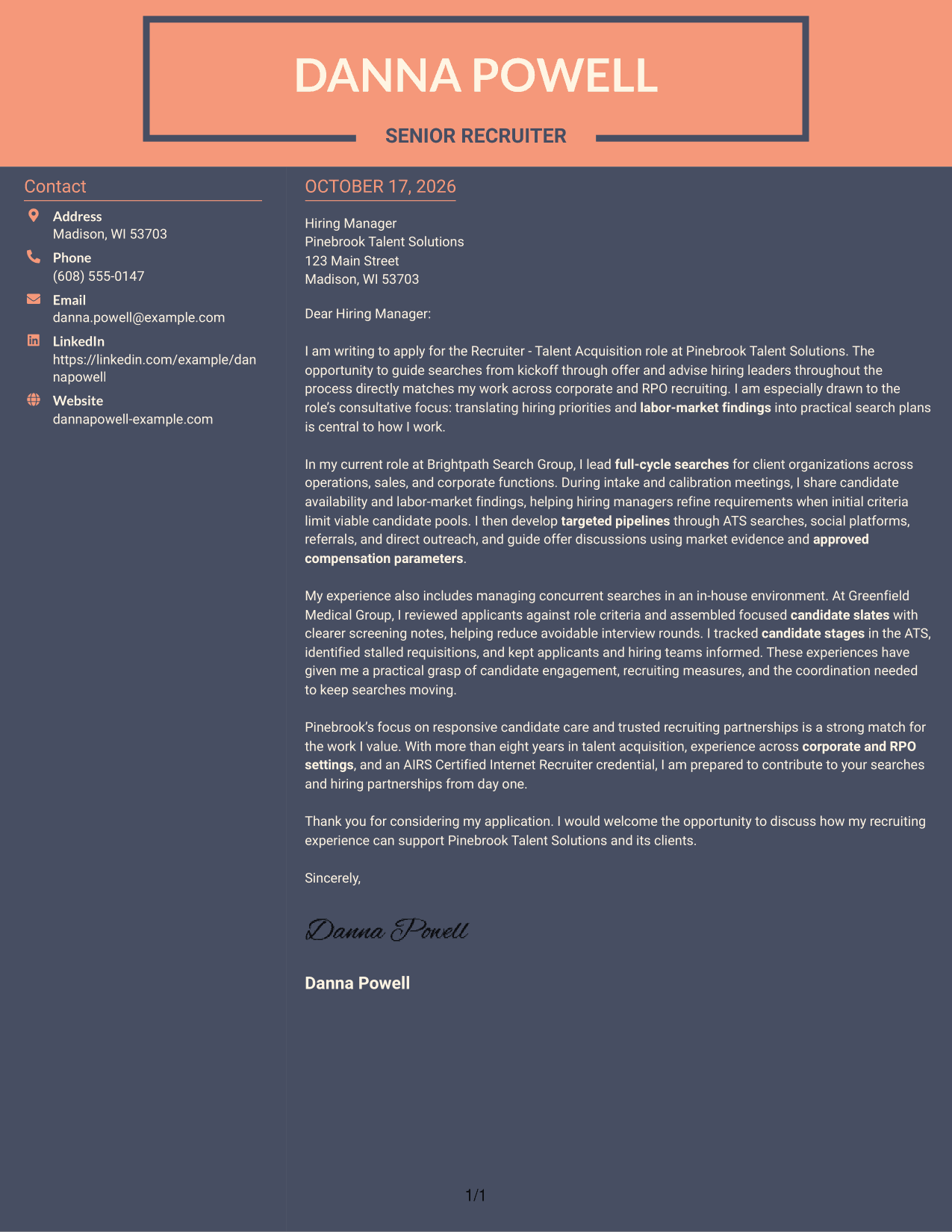 Cover letter example — page 1