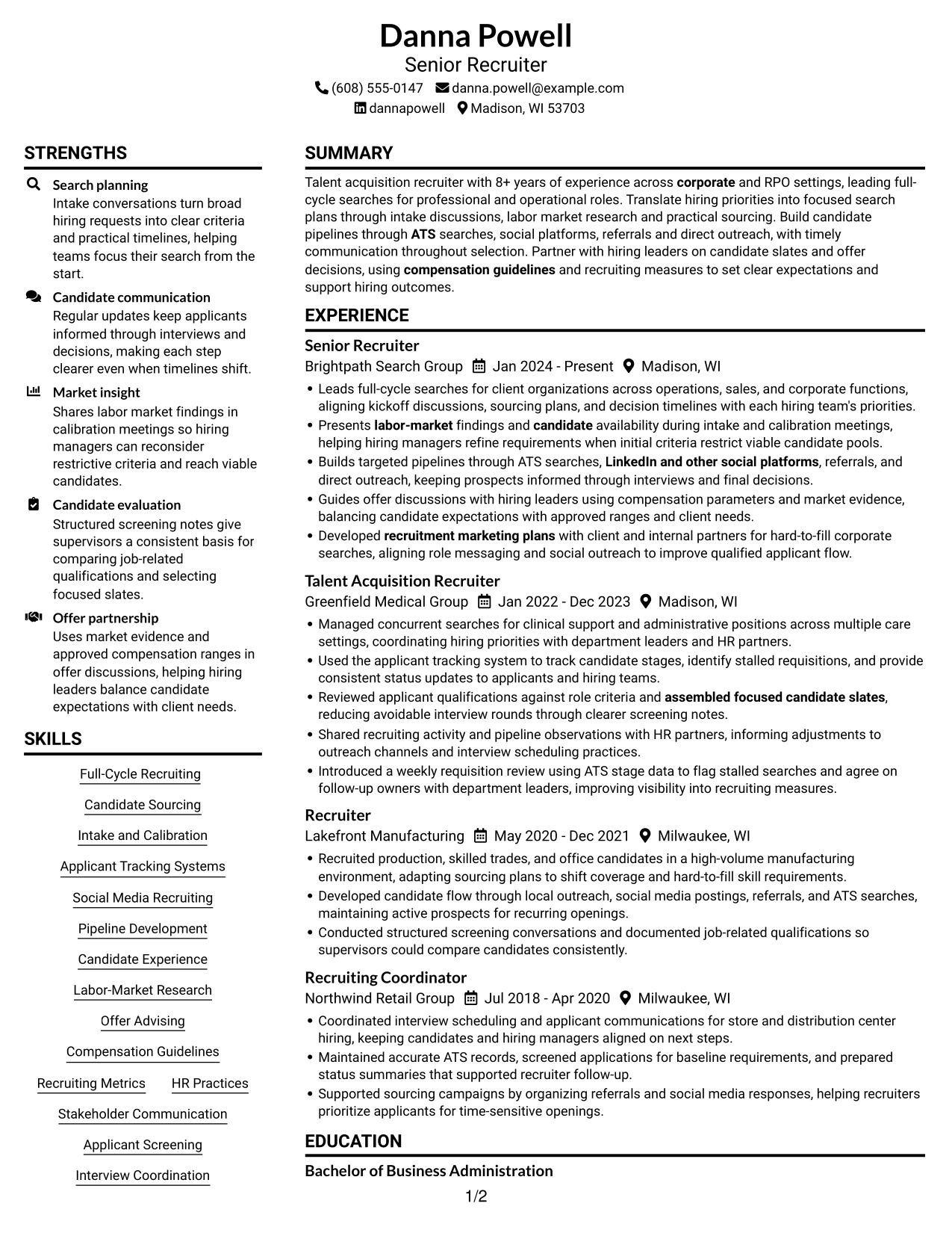 Resume example — page 1