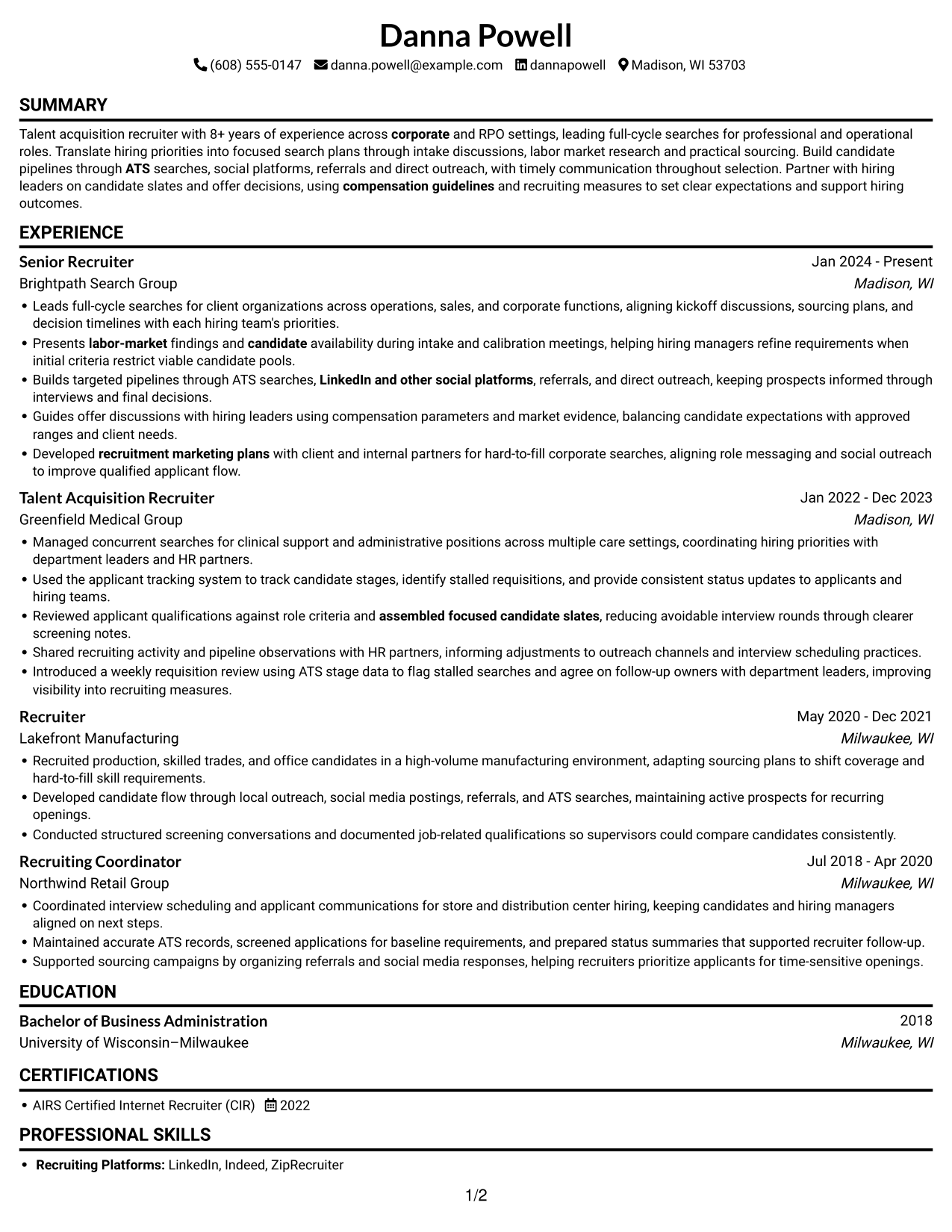 Resume example — page 1