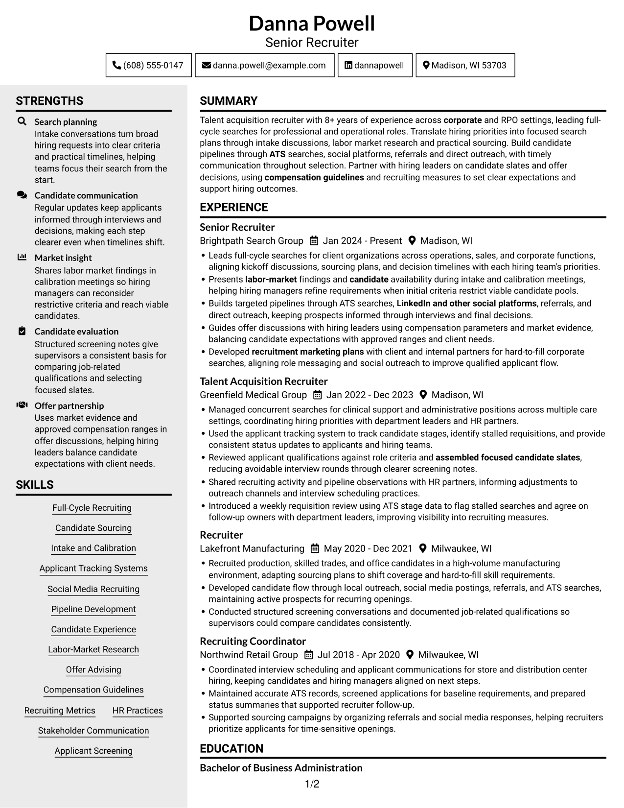 Resume example — page 1