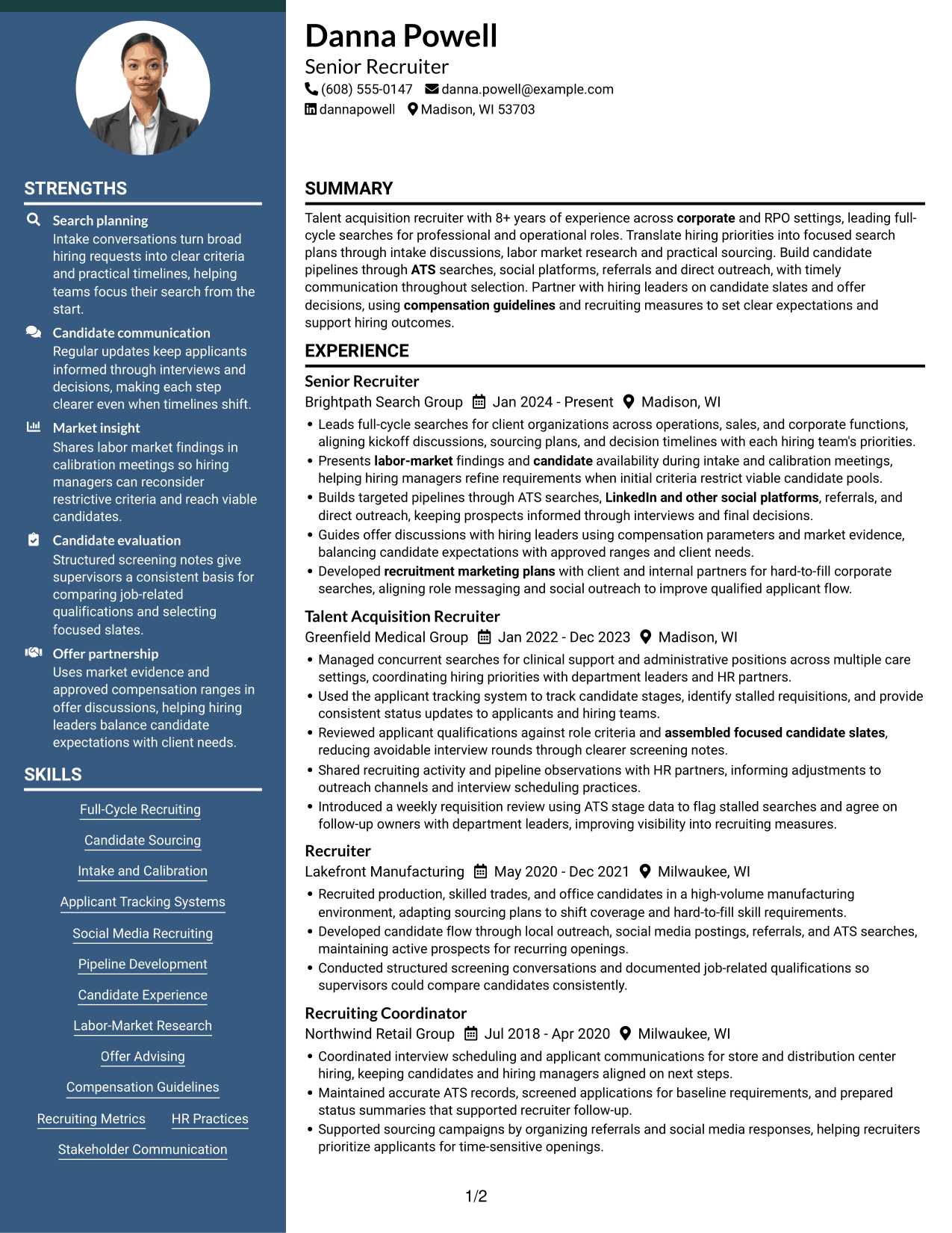 Resume example — page 1
