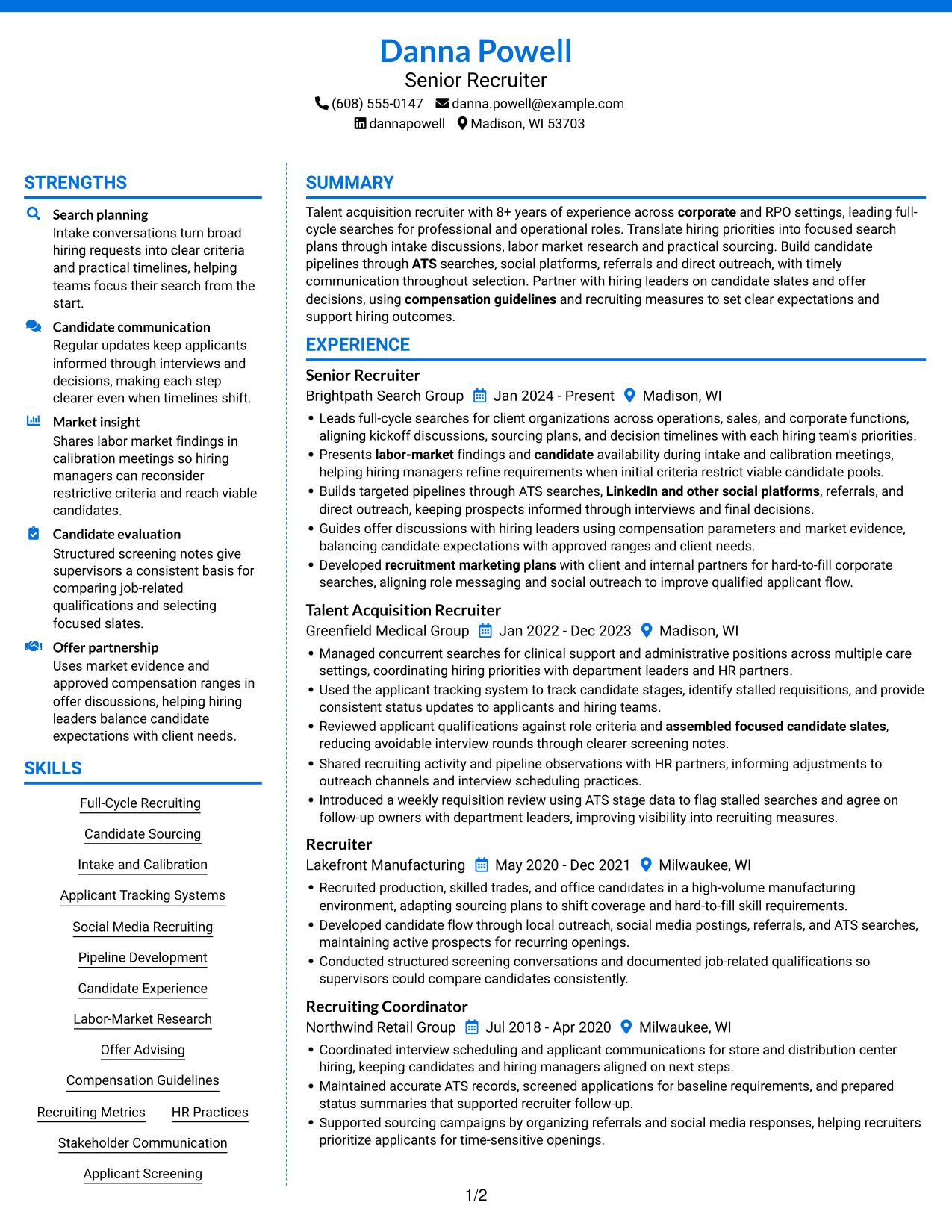 Resume example — page 1