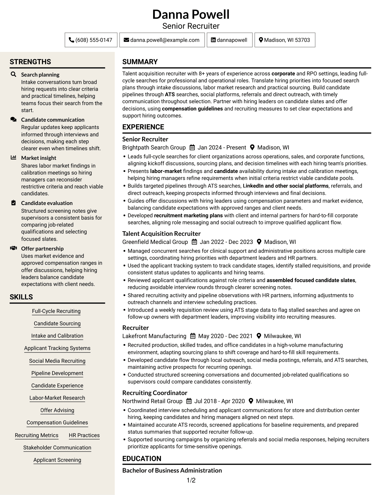 Resume example — page 1