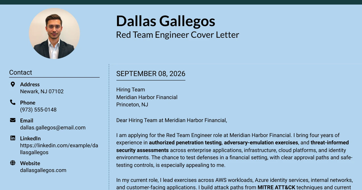 30+ Red Team Engineer Cover Letter Templates with Example 2026