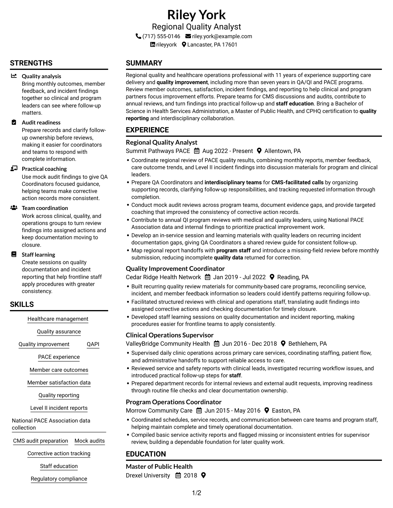 Resume example — page 1