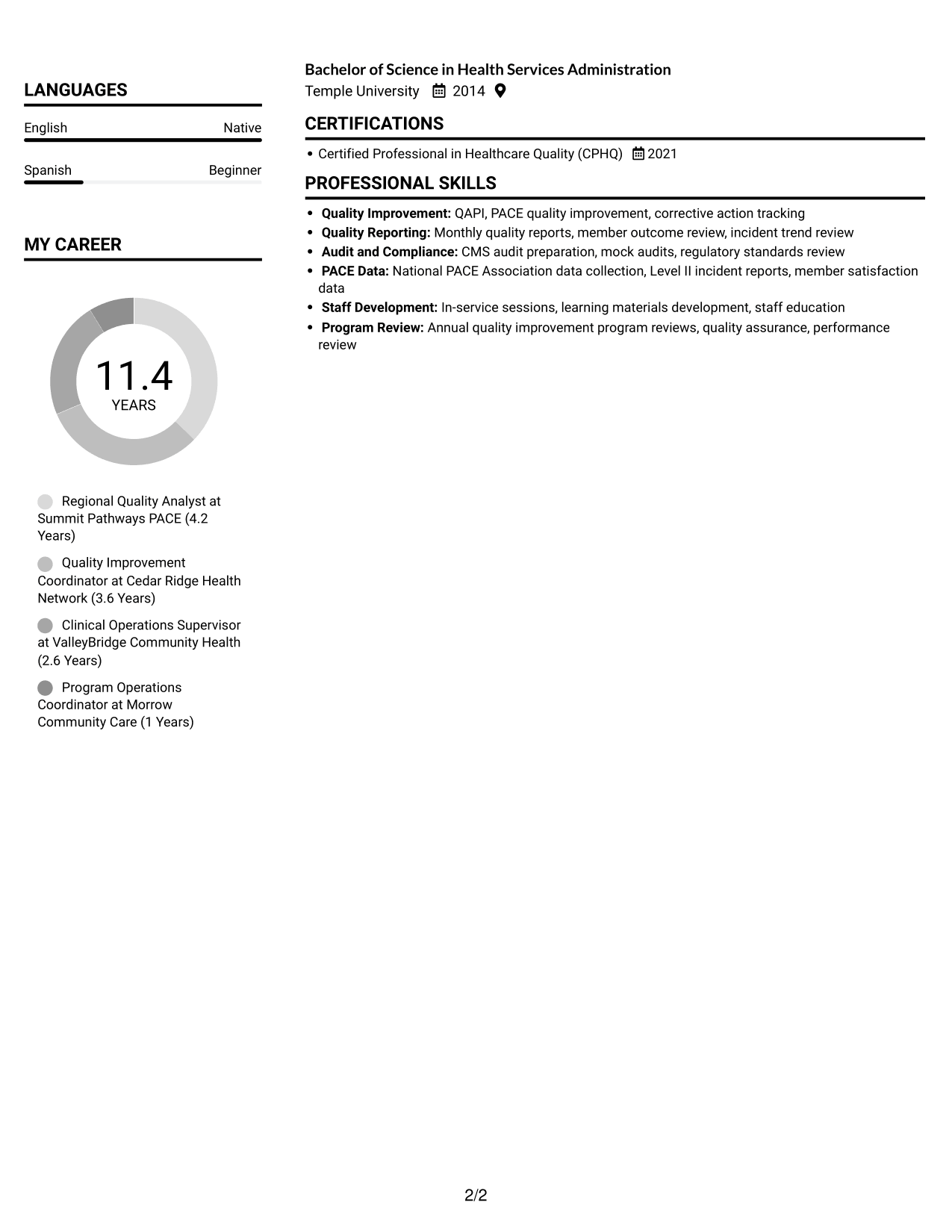 Resume example — page 2