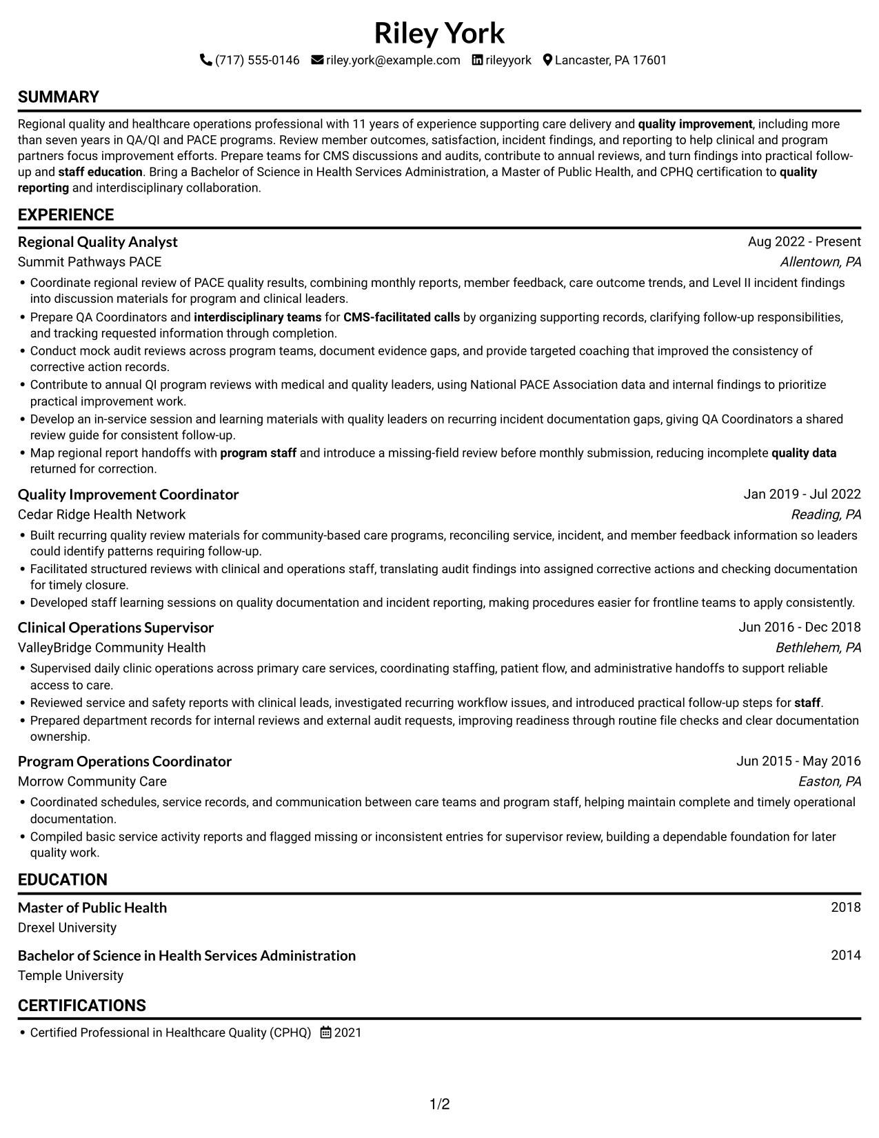 Resume example — page 1